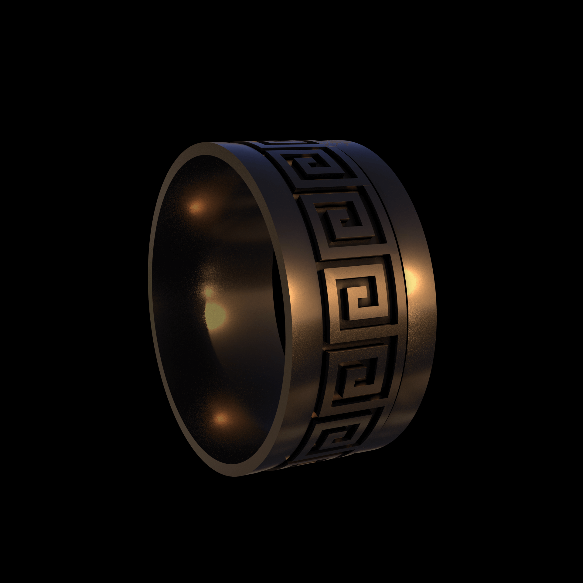 Bronze infused 420 stainless steel, manufactured using 3D printing, polished and enrobed in 24k gold with a mild sheen, with visible print lines.
