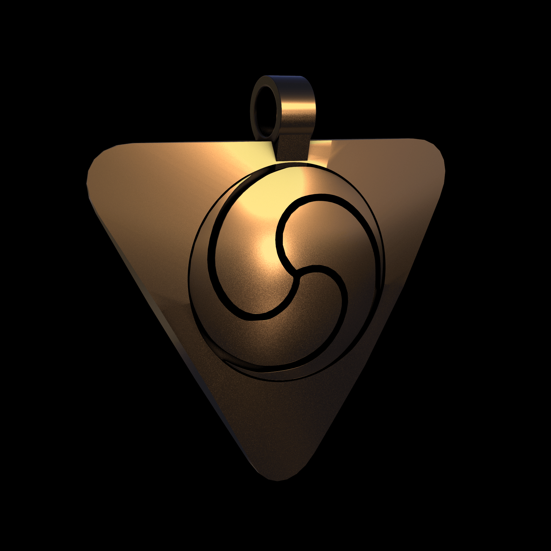 Bronze infused 420 stainless steel, manufactured using 3D printing, polished and enrobed in 24k gold with a mild sheen, with visible print lines.