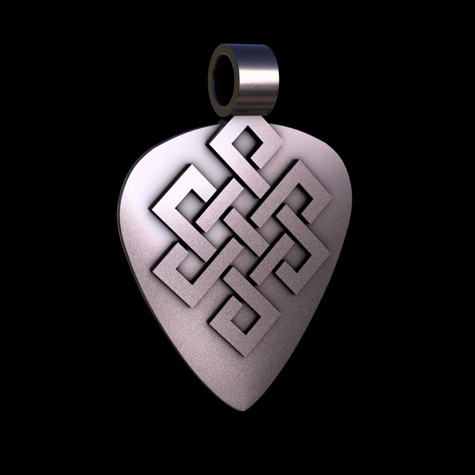 Bronze infused 420 stainless steel, manufactured using 3D printing, polished and plated in nickel for a silvery hue with a mild sheen, with visible print lines.