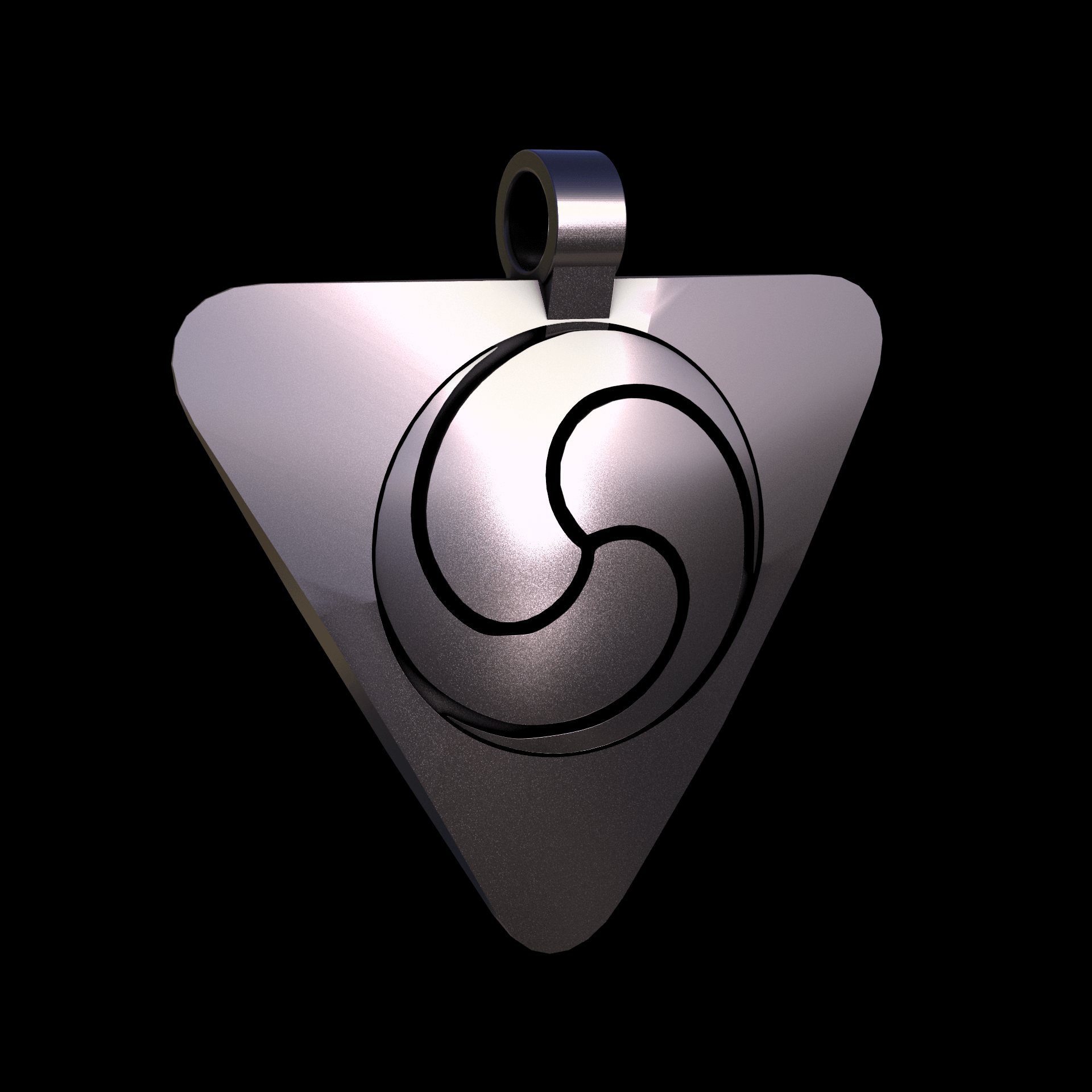 Bronze infused 420 stainless steel, manufactured using 3D printing, polished and plated in nickel for a silvery hue with a mild sheen, with visible print lines.