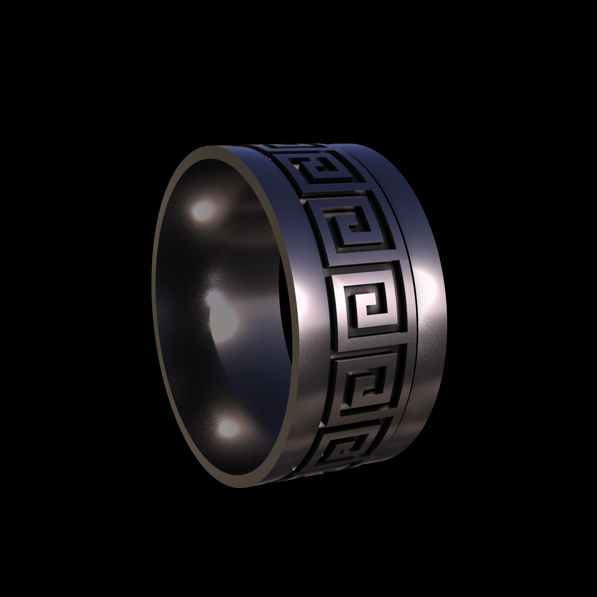 Bronze infused 420 stainless steel, manufactured using 3D printing, polished and plated in nickel for a silvery hue with a mild sheen, with visible print lines.
