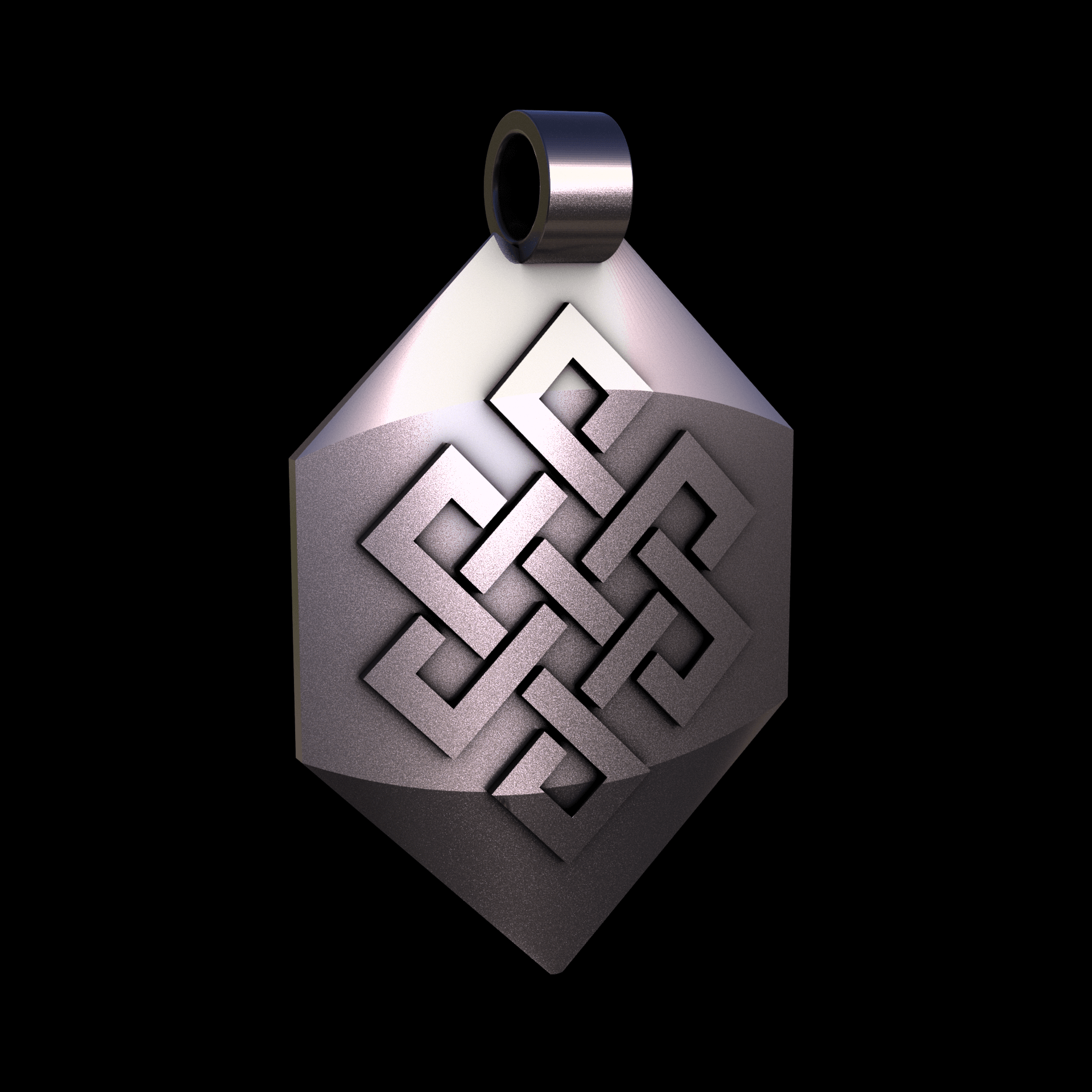 Bronze infused 420 stainless steel, manufactured using 3D printing, polished and plated in nickel for a silvery hue with a mild sheen, with visible print lines.