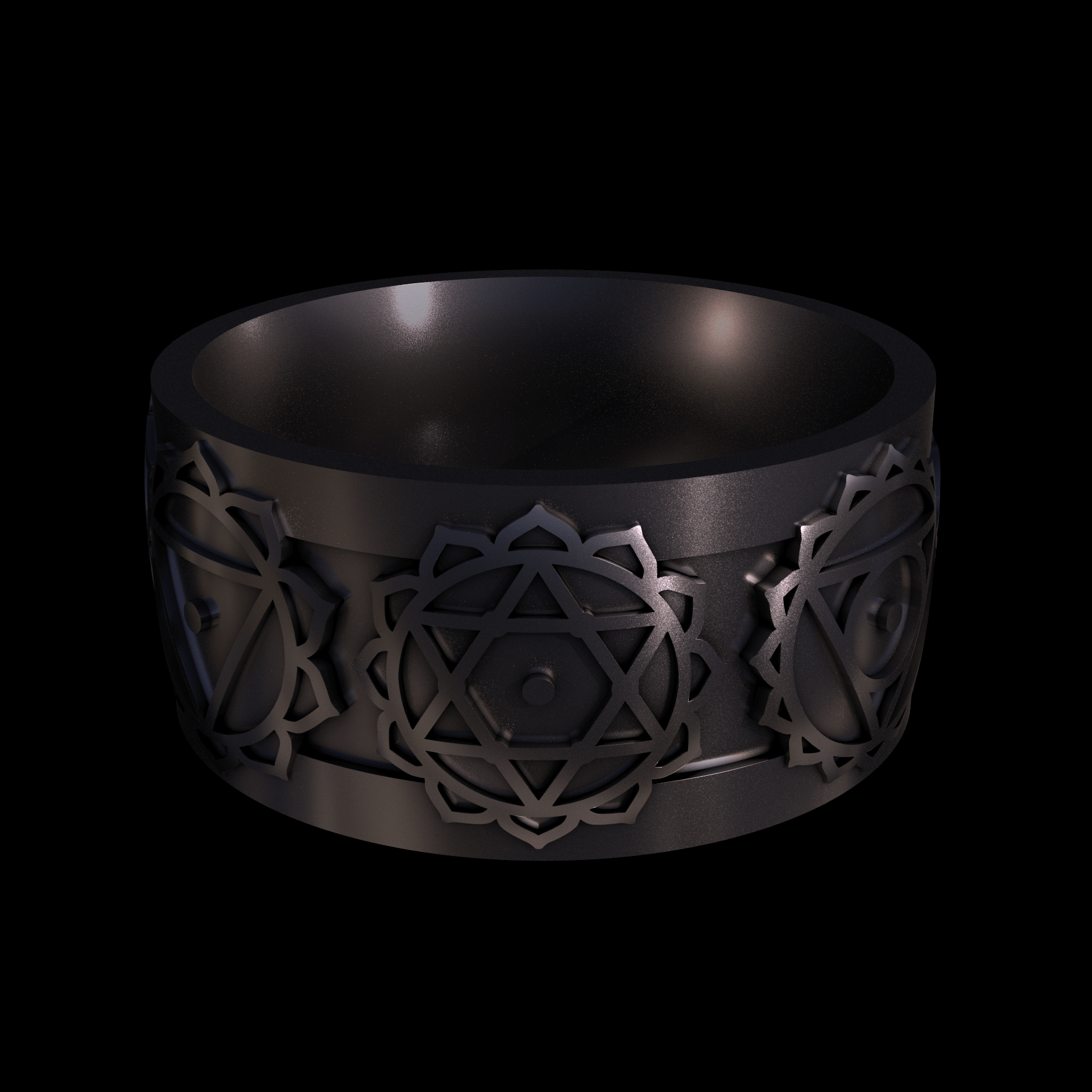 Bronze infused 420 stainless steel, manufactured using 3D printing, polished and plated in nickel for a silvery hue with a mild sheen, with visible print lines.