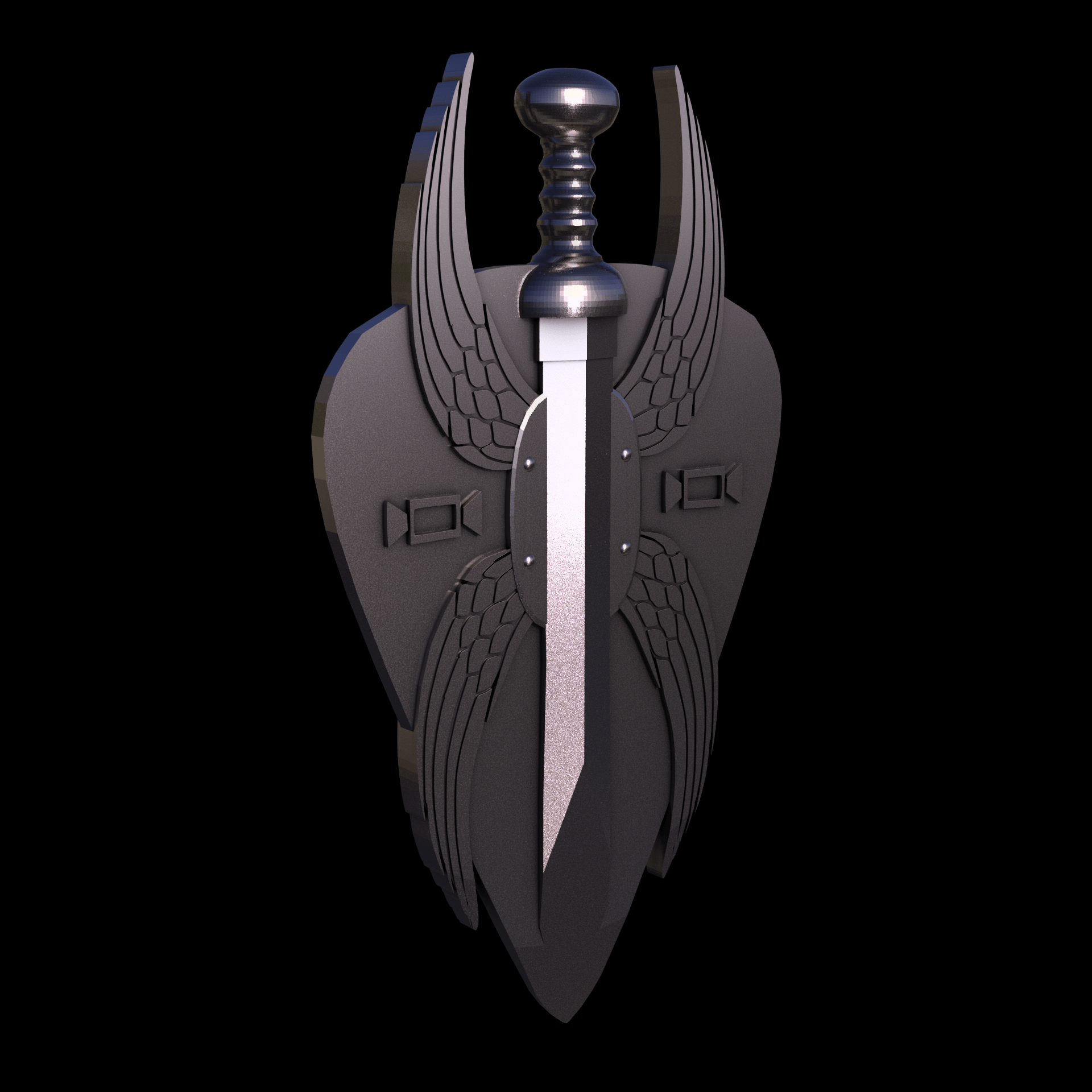 Bronze infused 420 stainless steel, manufactured using 3D printing, polished and plated in nickel for a silvery hue with a mild sheen, with visible print lines.