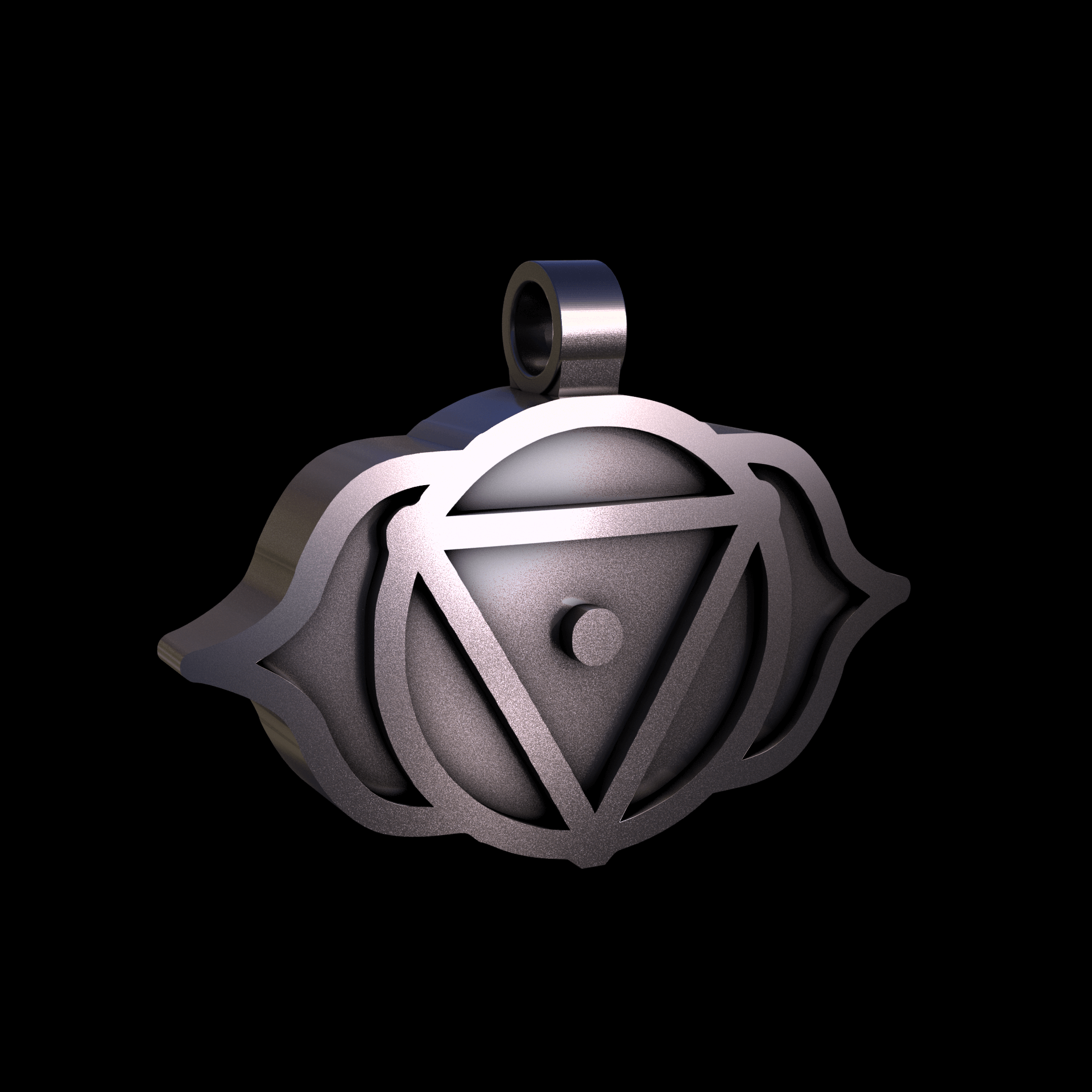 Bronze infused 420 stainless steel, manufactured using 3D printing, polished and plated in nickel for a silvery hue with a mild sheen, with visible print lines.