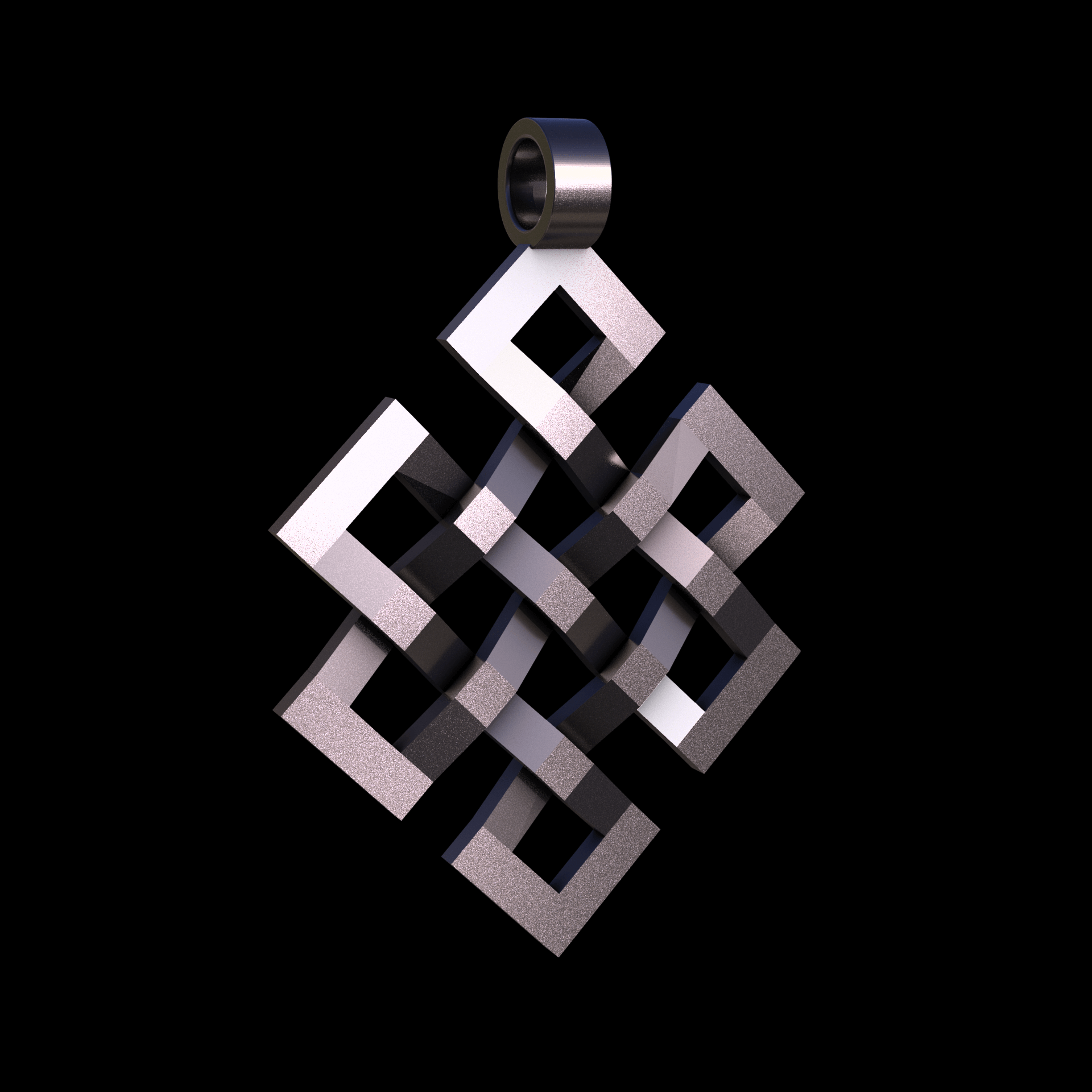 Bronze infused 420 stainless steel, manufactured using 3D printing, polished and plated in nickel for a silvery hue with a mild sheen, with visible print lines.