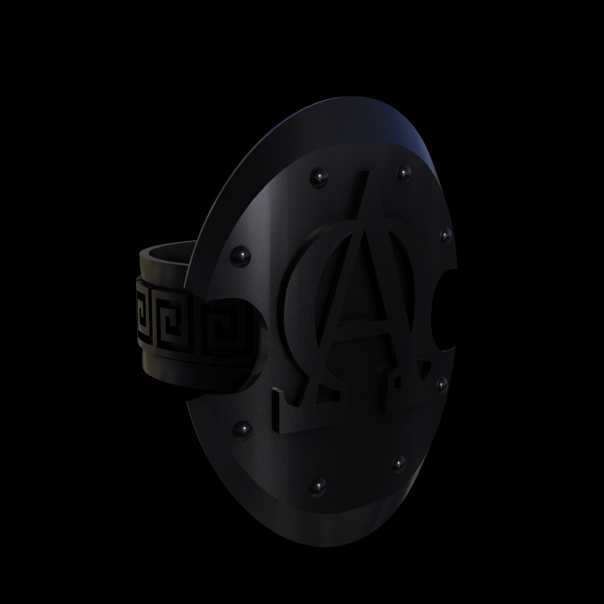 Bronze infused 420 stainless steel, manufactured using 3D printing, treated and polished for a dark grey sheen, with visible print lines.