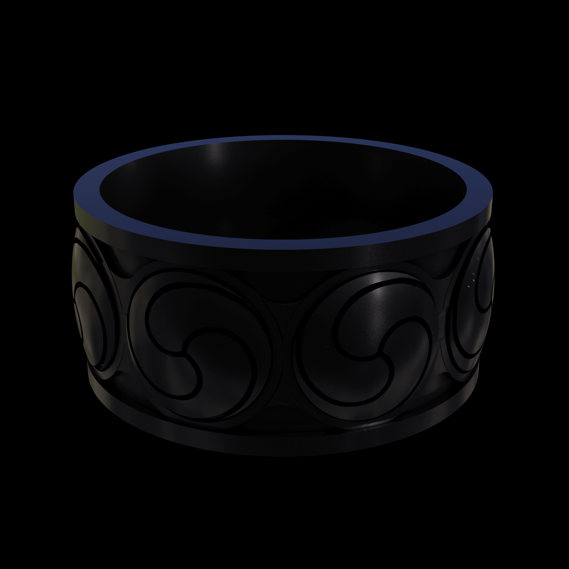 Bronze infused 420 stainless steel, manufactured using 3D printing, treated and polished for a dark grey sheen, with visible print lines.