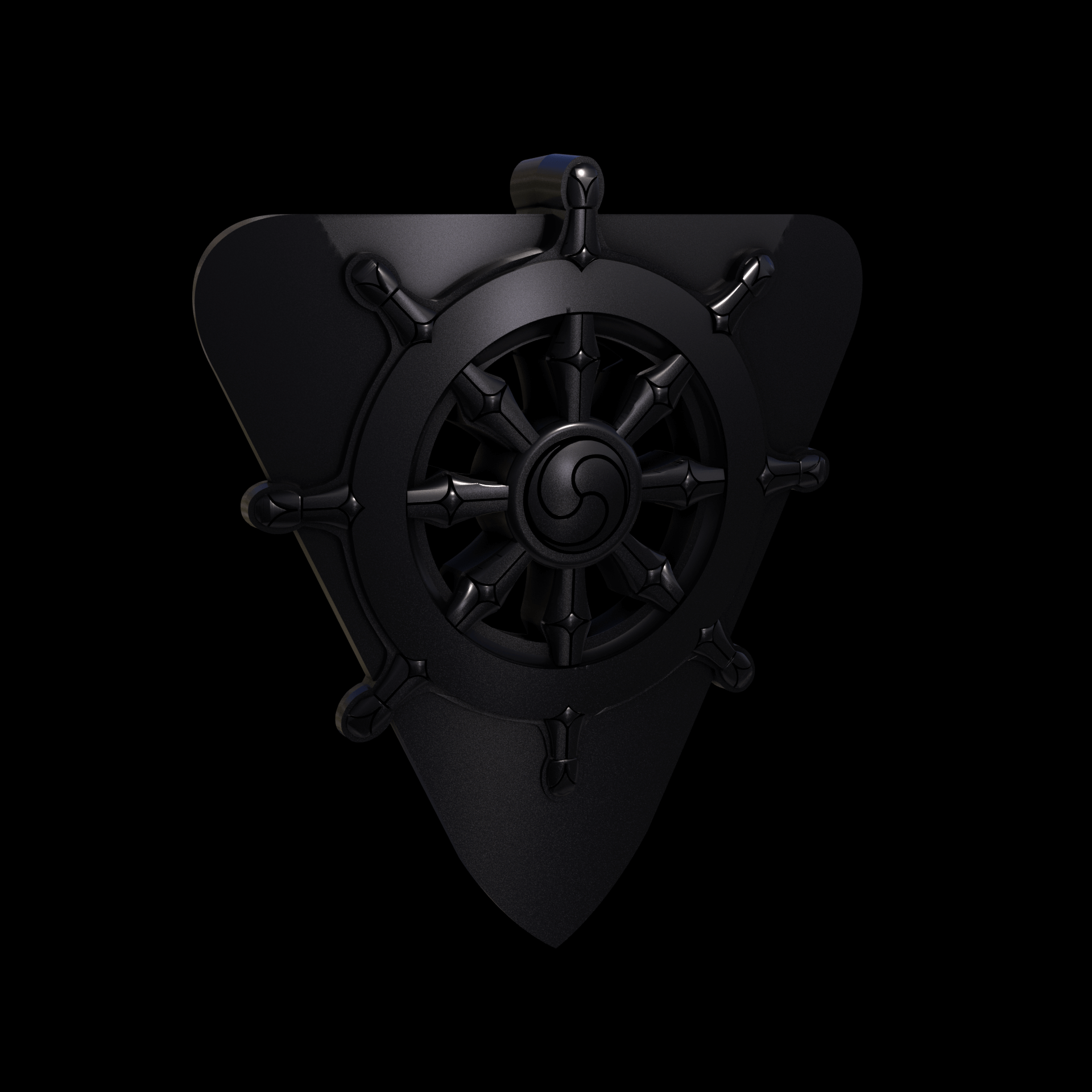 Bronze infused 420 stainless steel, manufactured using 3D printing, treated and polished for a dark grey sheen, with visible print lines.