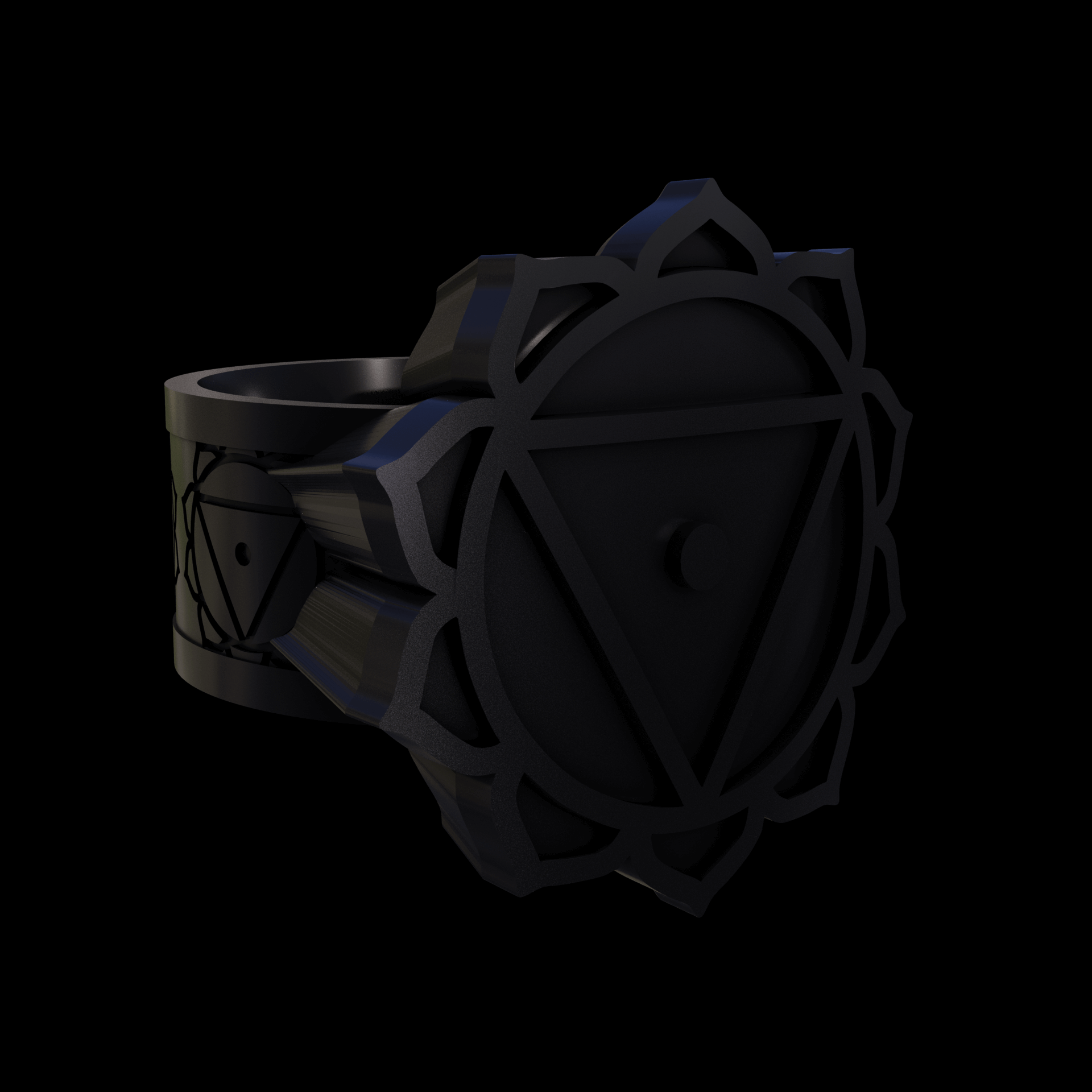 Bronze infused 420 stainless steel, manufactured using 3D printing, treated and polished for a dark grey sheen, with visible print lines.