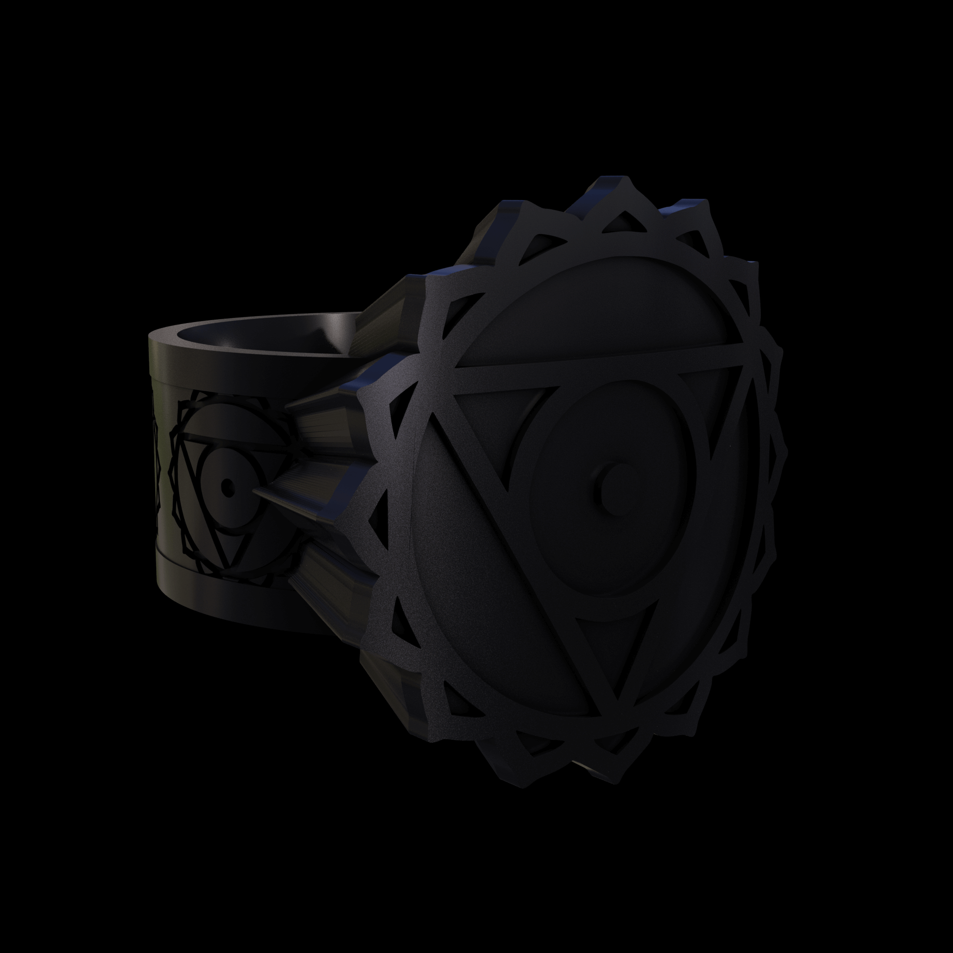 Bronze infused 420 stainless steel, manufactured using 3D printing, treated and polished for a dark grey sheen, with visible print lines.