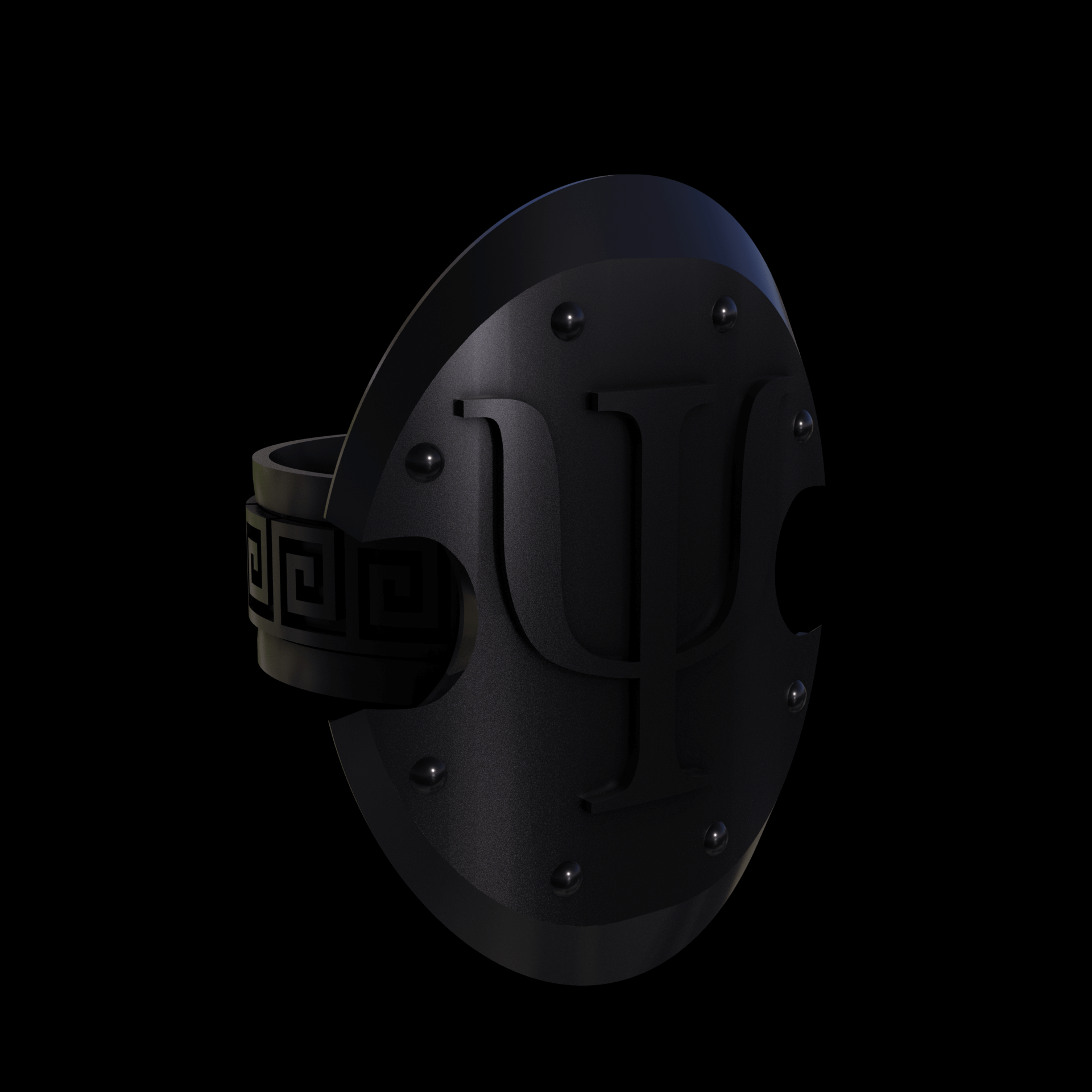 Bronze infused 420 stainless steel, manufactured using 3D printing, treated and polished for a dark grey sheen, with visible print lines.