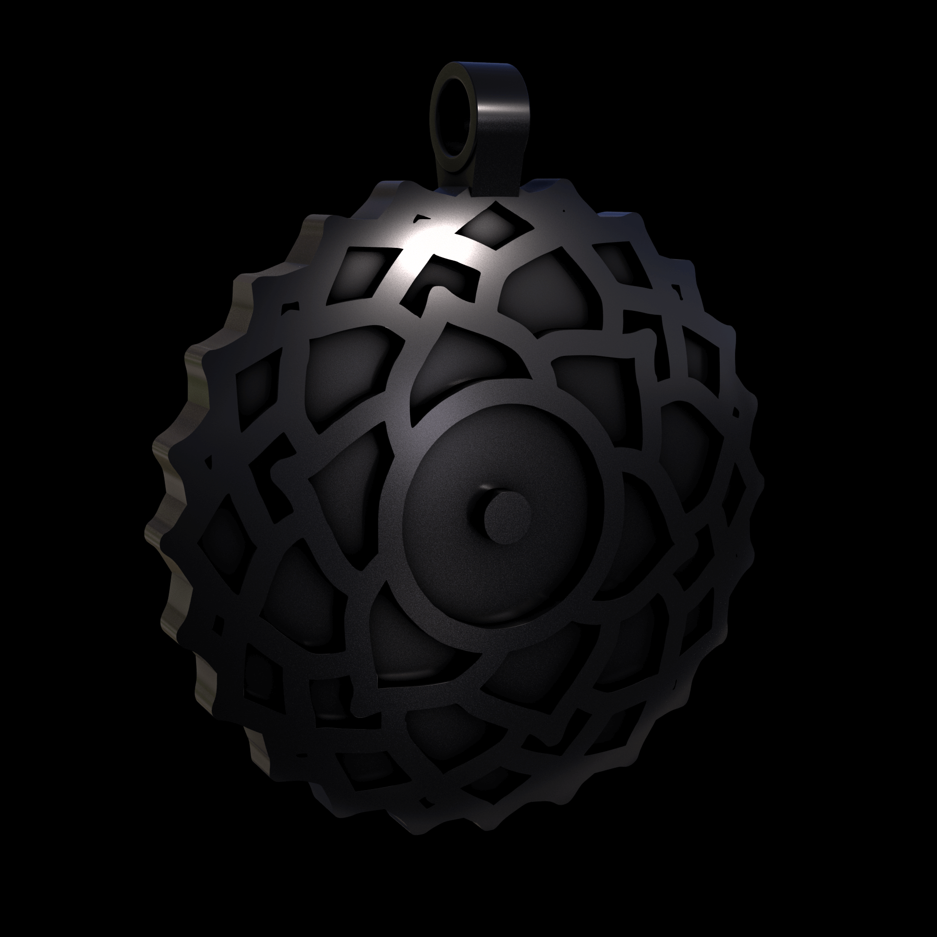 Bronze infused 420 stainless steel, manufactured using 3D printing, treated and polished for a dark grey sheen, with visible print lines.