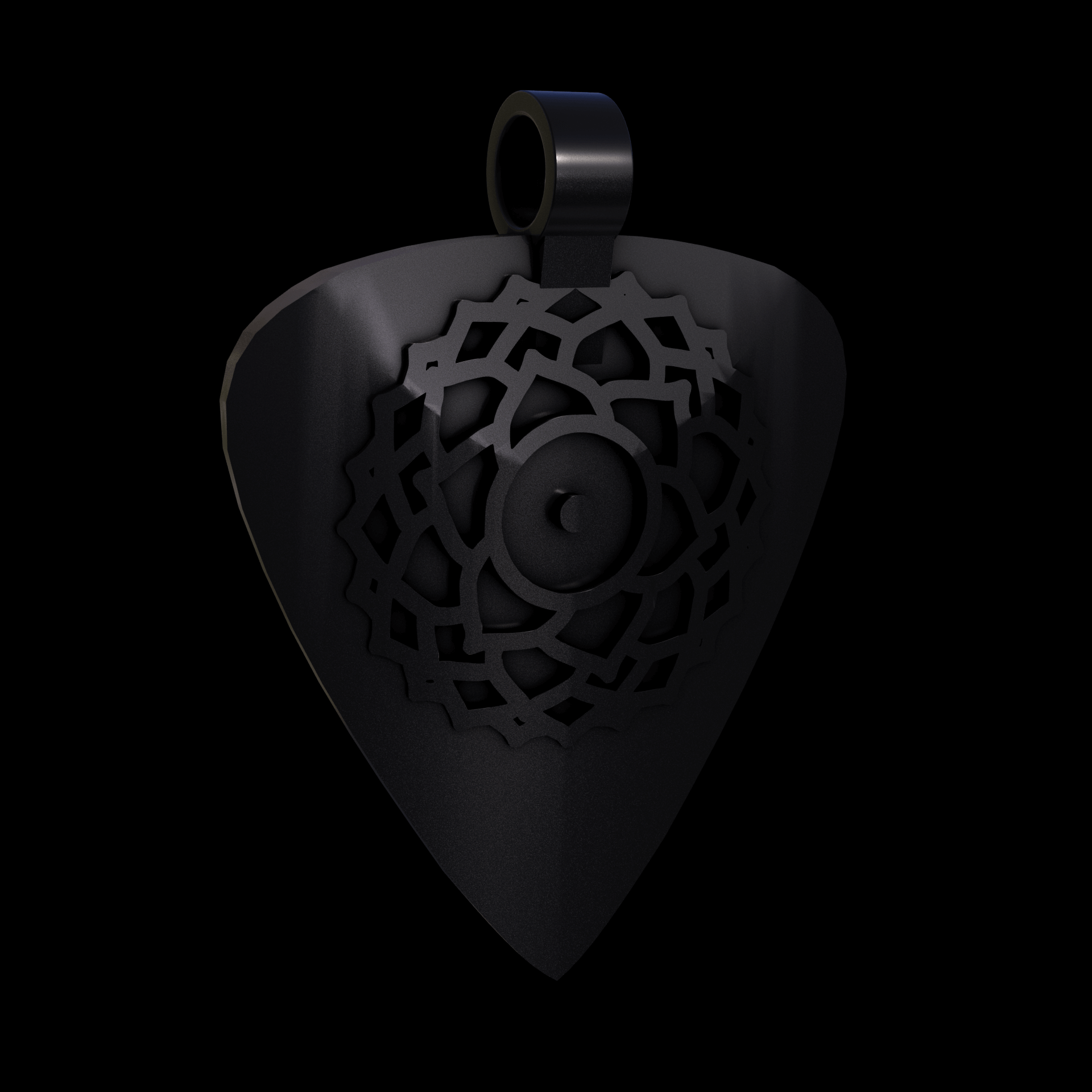 Bronze infused 420 stainless steel, manufactured using 3D printing, treated and polished for a dark grey sheen, with visible print lines.