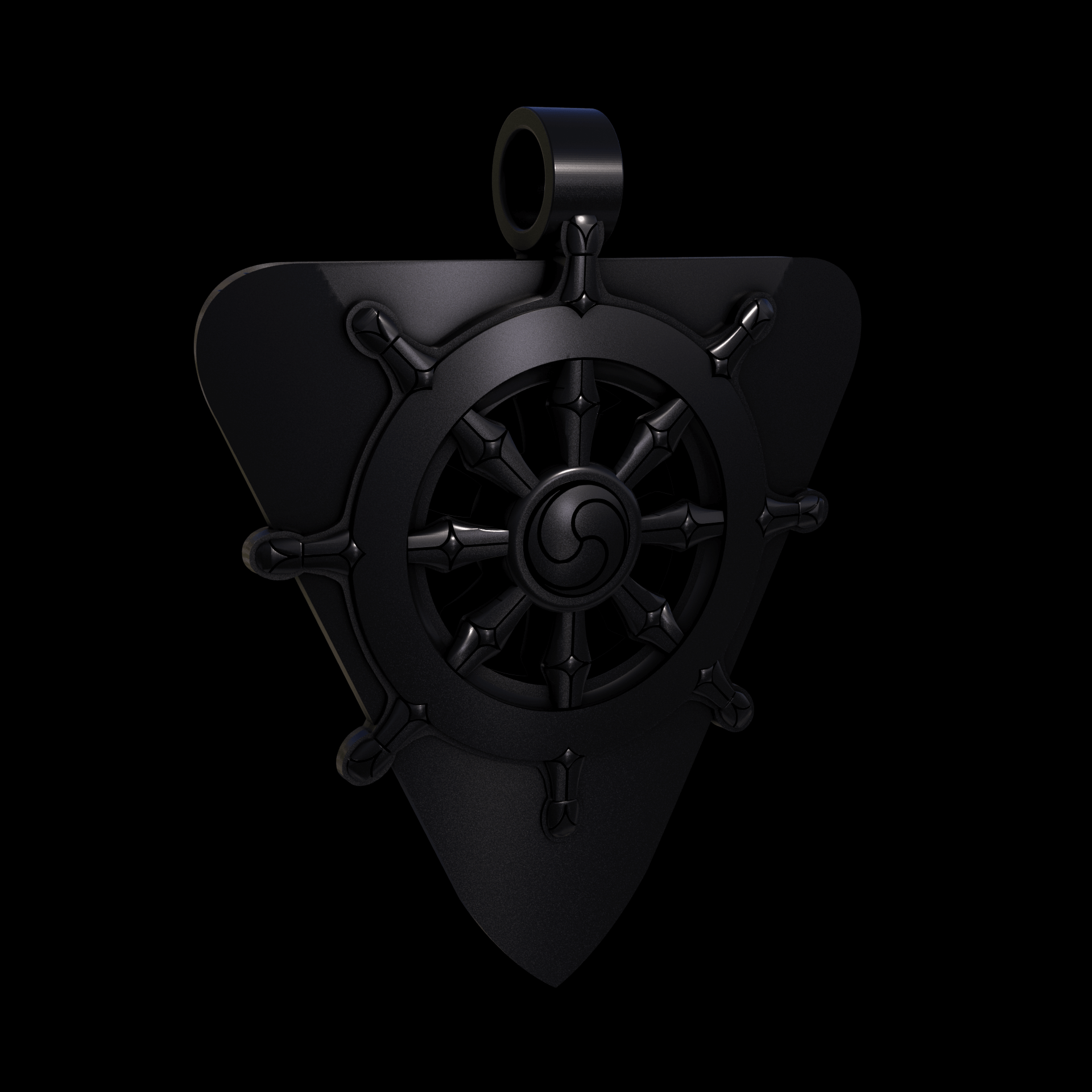 Bronze infused 420 stainless steel, manufactured using 3D printing, treated and polished for a dark grey sheen, with visible print lines.