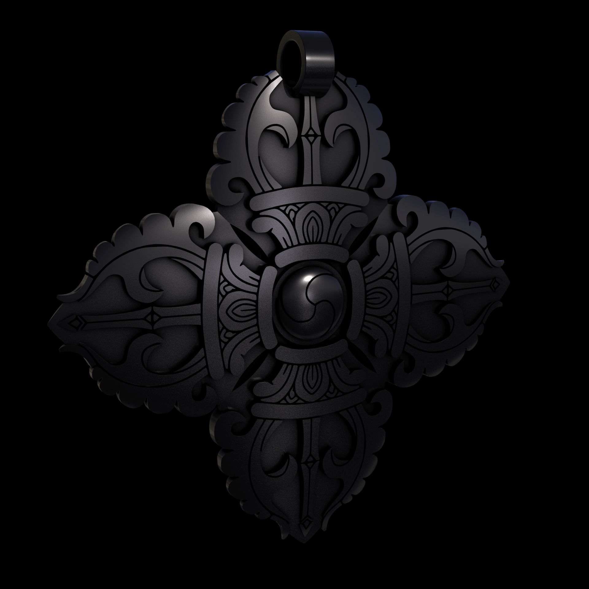 Bronze infused 420 stainless steel, manufactured using 3D printing, treated and polished for a dark grey sheen, with visible print lines.