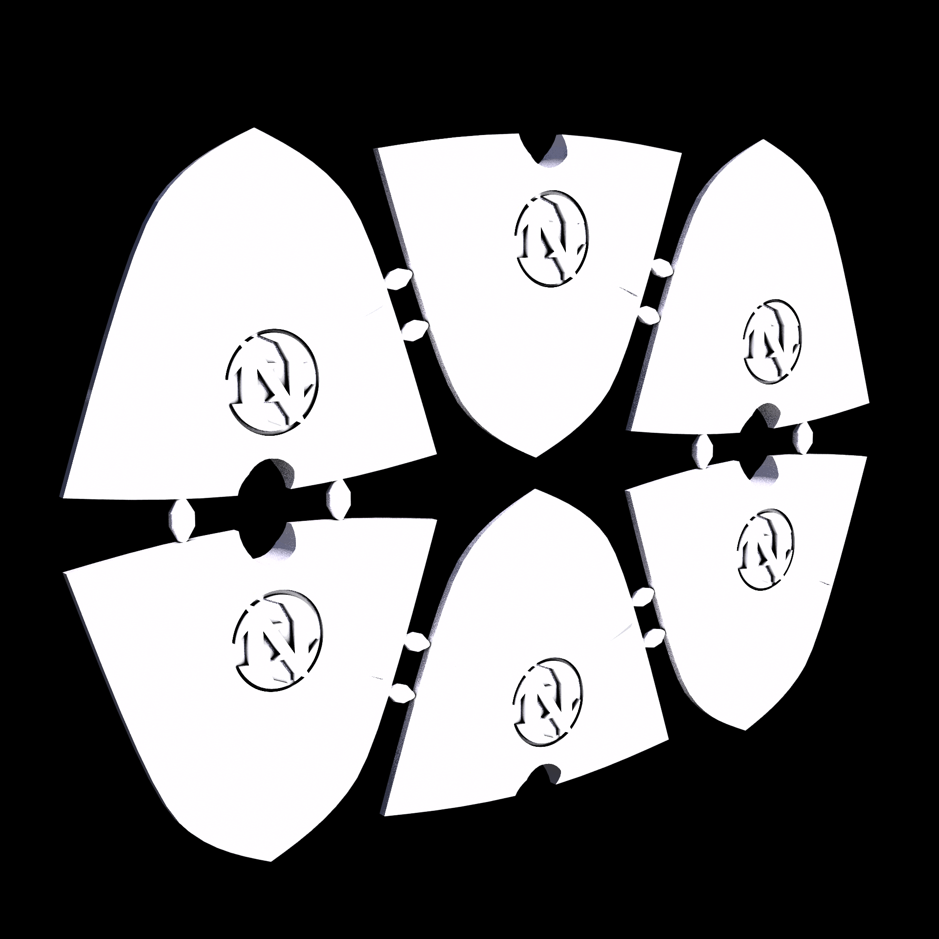 Polypropylene, manufactured using Selective Laser Sintering (3D printing), with a slightly translucent, light yellowish shaded surface.