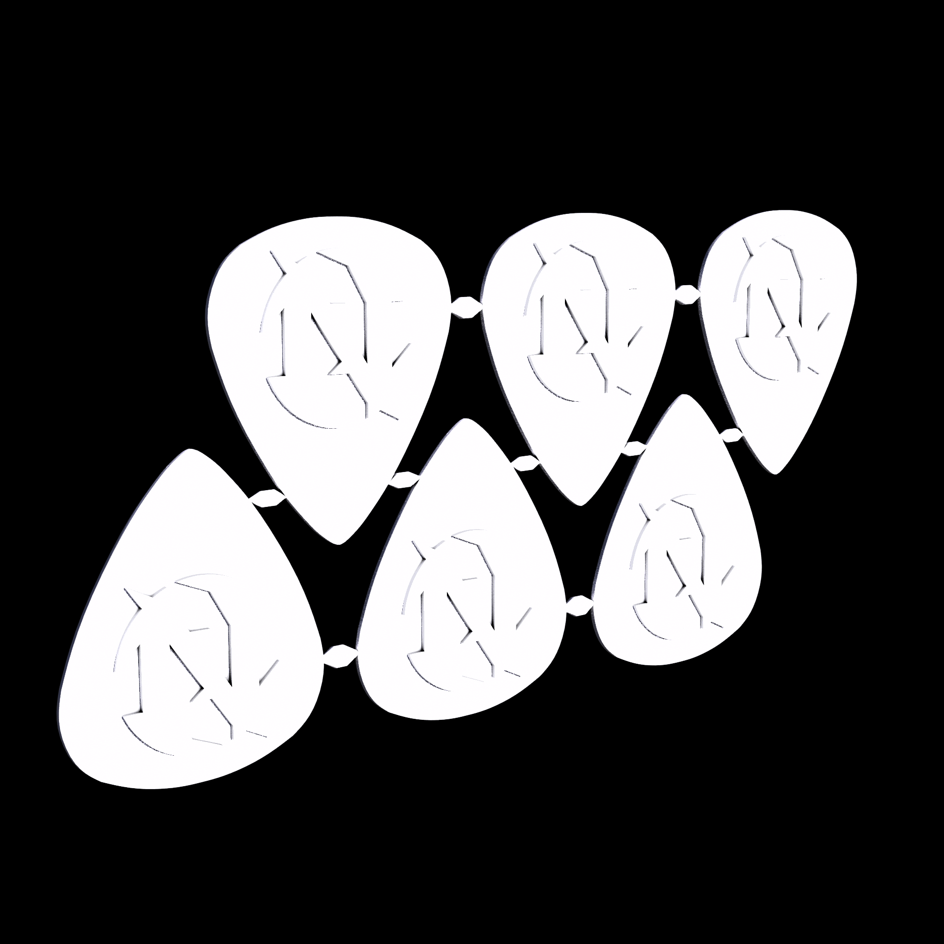 Polypropylene, manufactured using Selective Laser Sintering (3D printing), with a slightly translucent, light yellowish shaded surface.