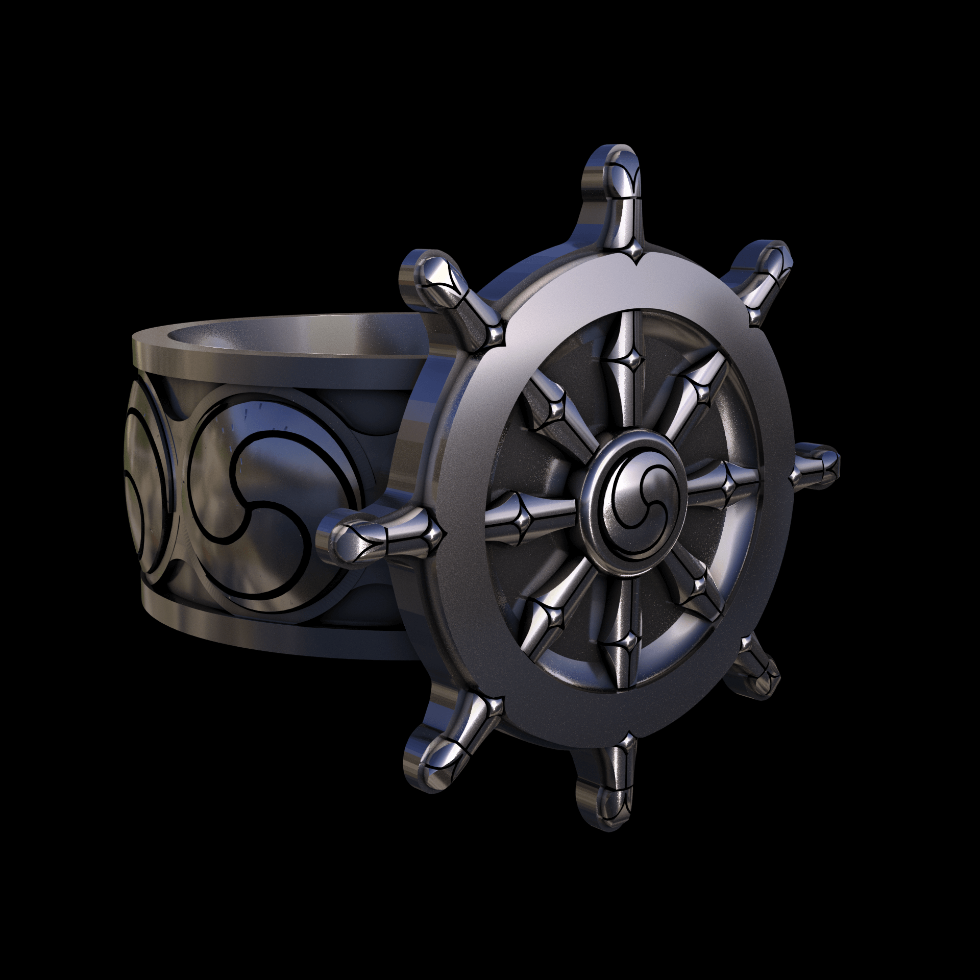 Brass manufactured using wax casting, with 0.5 micron thick electroplated rhodium surface, with a hand polished finish, for a shiny, fine sheen surface.