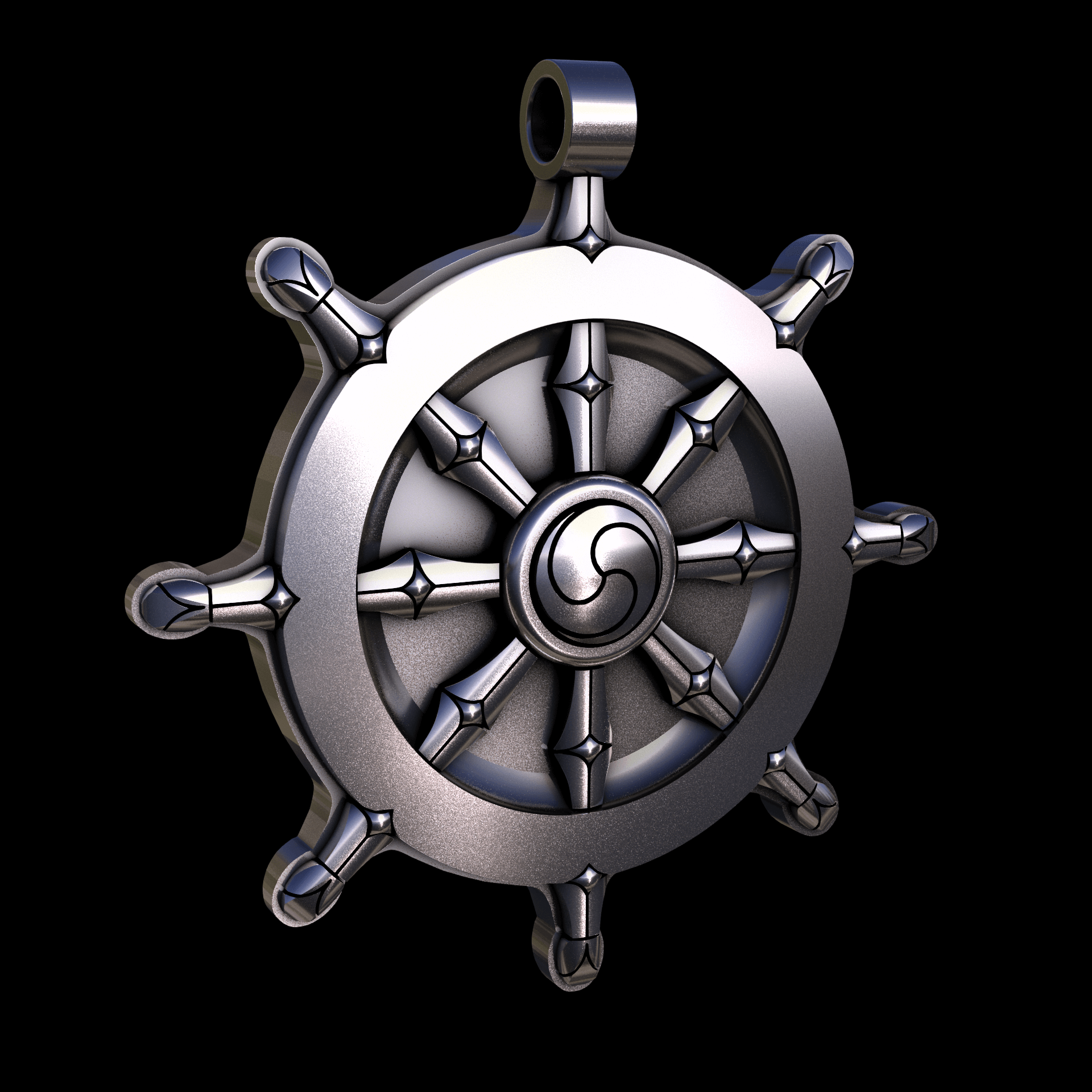 Brass manufactured using wax casting, with 0.5 micron thick electroplated rhodium surface, with a hand polished finish, for a shiny, fine sheen surface.