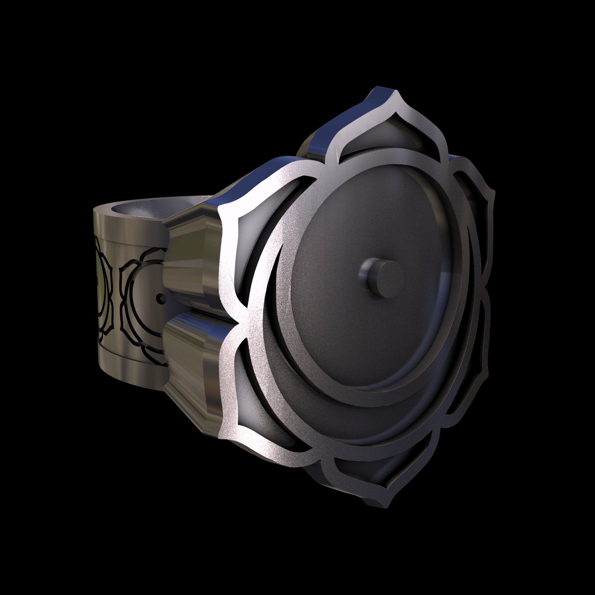 Brass manufactured using wax casting, with 0.5 micron thick electroplated rhodium surface, with a hand polished finish, for a shiny, fine sheen surface.