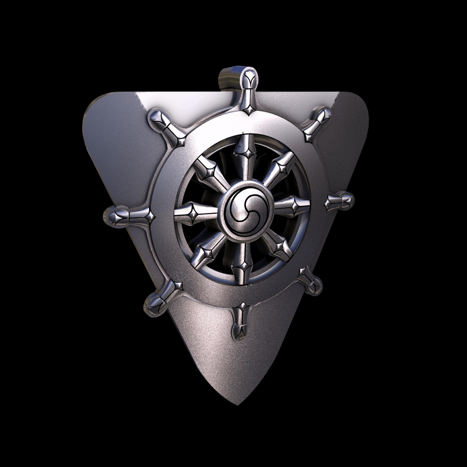 Brass manufactured using wax casting, with 0.5 micron thick electroplated rhodium surface, with a hand polished finish, for a shiny, fine sheen surface.