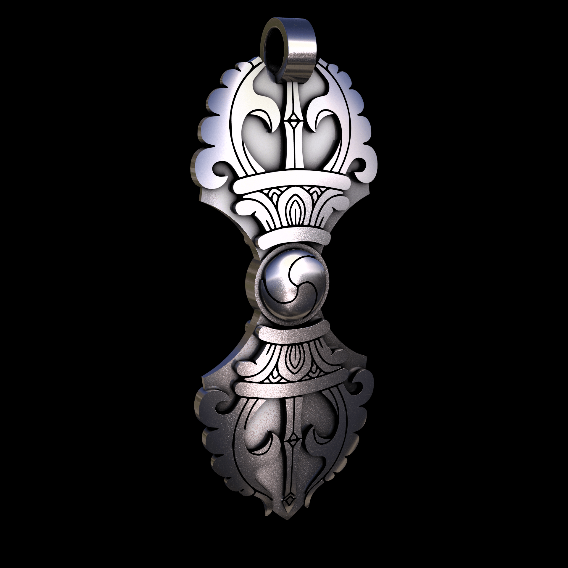 Brass manufactured using wax casting, with 0.5 micron thick electroplated rhodium surface, with a hand polished finish, for a shiny, fine sheen surface.