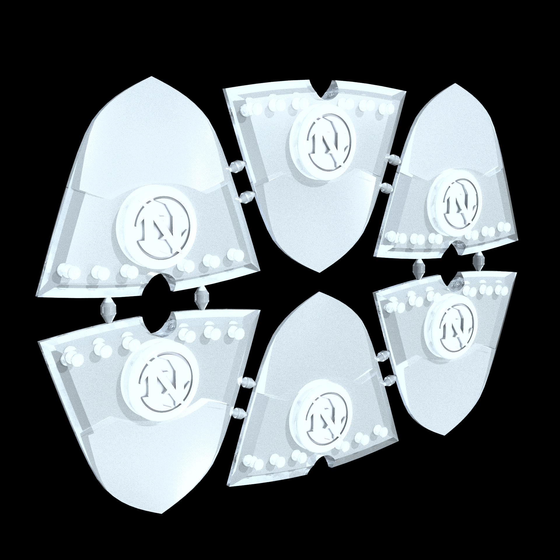 A Resin Based Acrylic photopolymer that is translucent, manufactured using 3D printing, with a frosted smooth surface finish and high detail.
