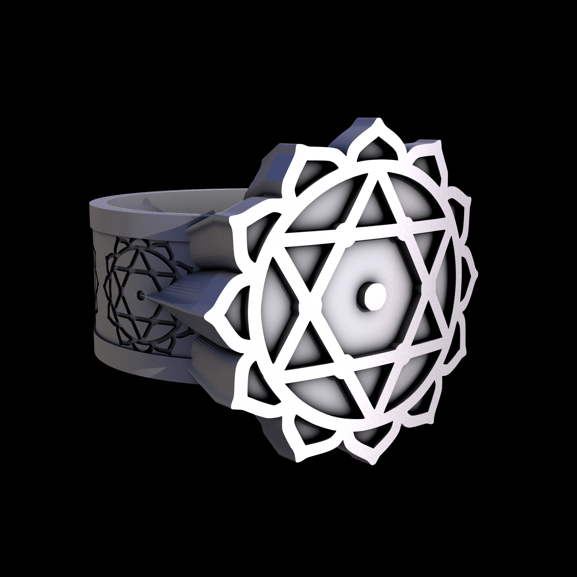 Stainless Steel 17-4PH, manufactured using 3D printing, and media blasted after sintering, for a semi matte, rough surface finish.