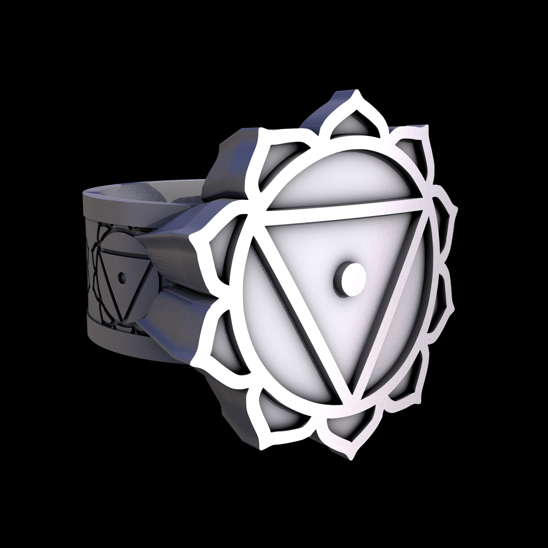 Stainless Steel 17-4PH, manufactured using 3D printing, and media blasted after sintering, for a semi matte, rough surface finish.