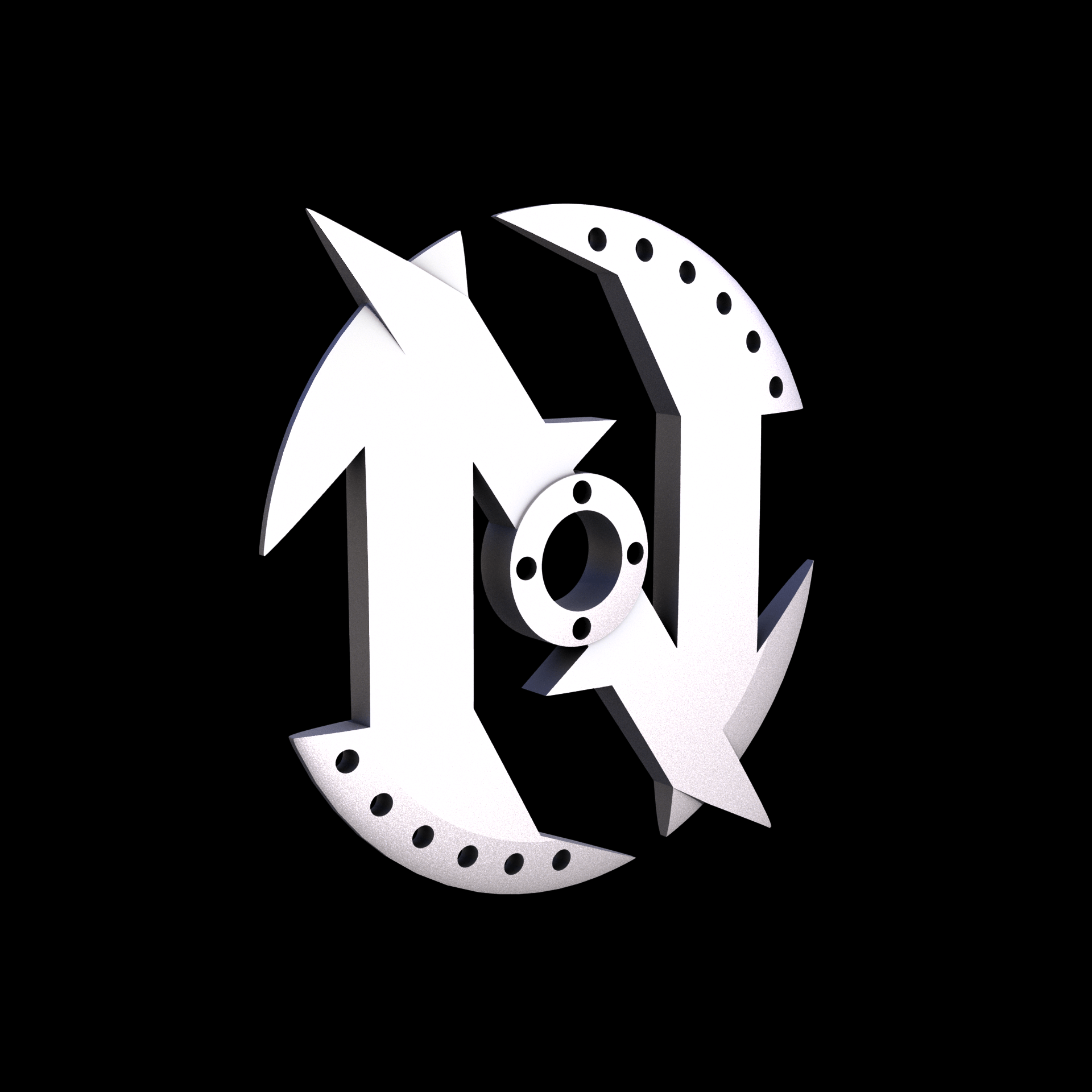 Stainless Steel 17-4PH, manufactured using 3D printing, and media blasted after sintering, for a semi matte, rough surface finish.