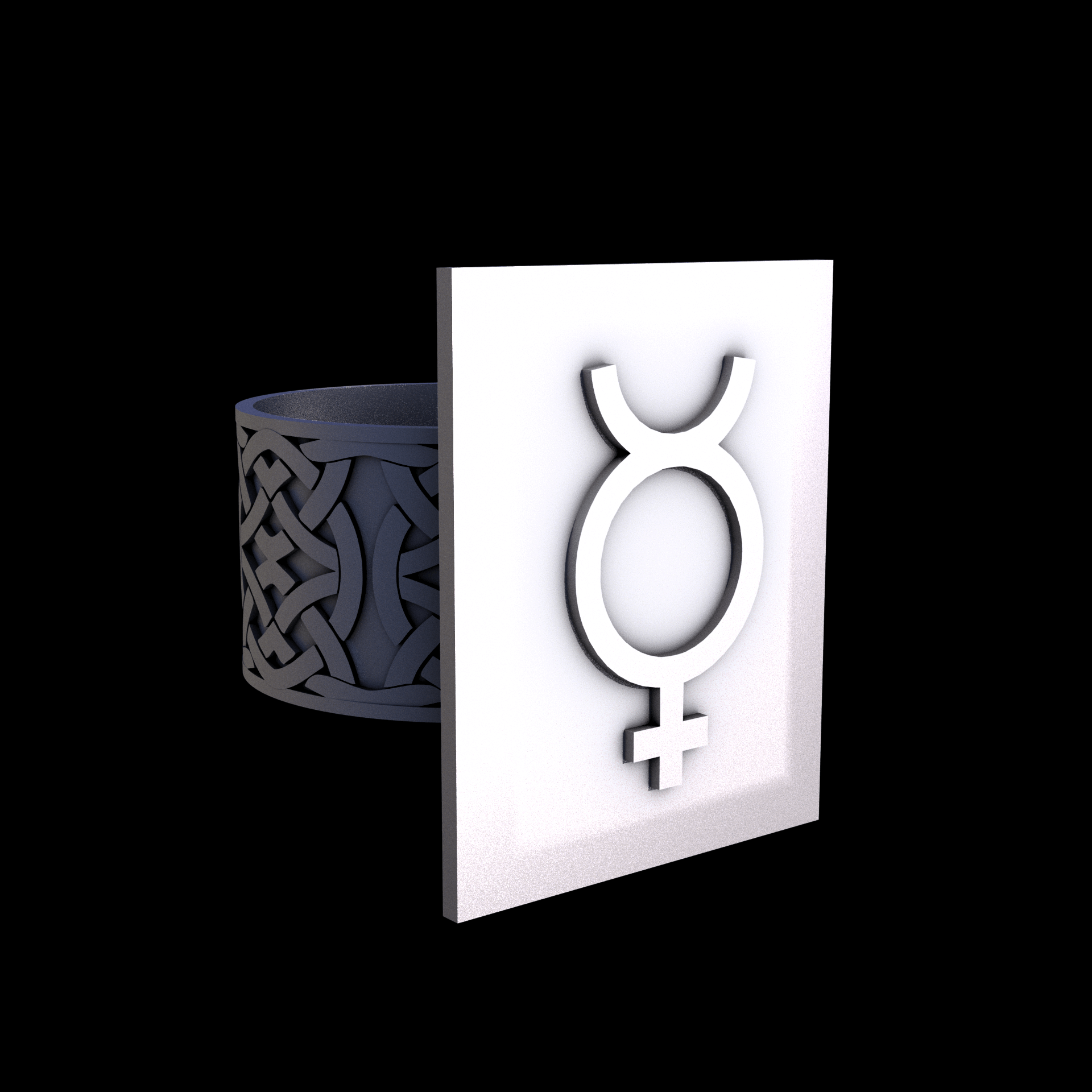 Stainless Steel 17-4PH, manufactured using 3D printing, and media blasted after sintering, for a semi matte, rough surface finish.