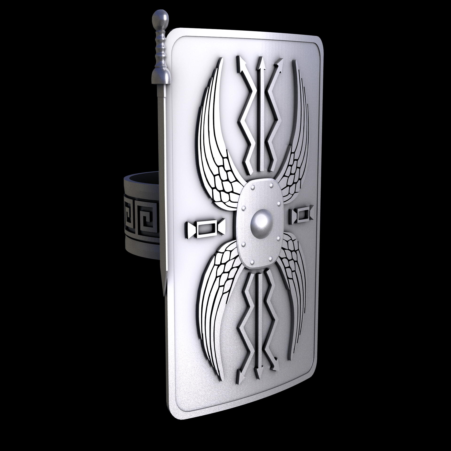 Stainless Steel 316L, manufactured using 3D printing, and media blasted after sintering, for a semi matte, rough surface finish.