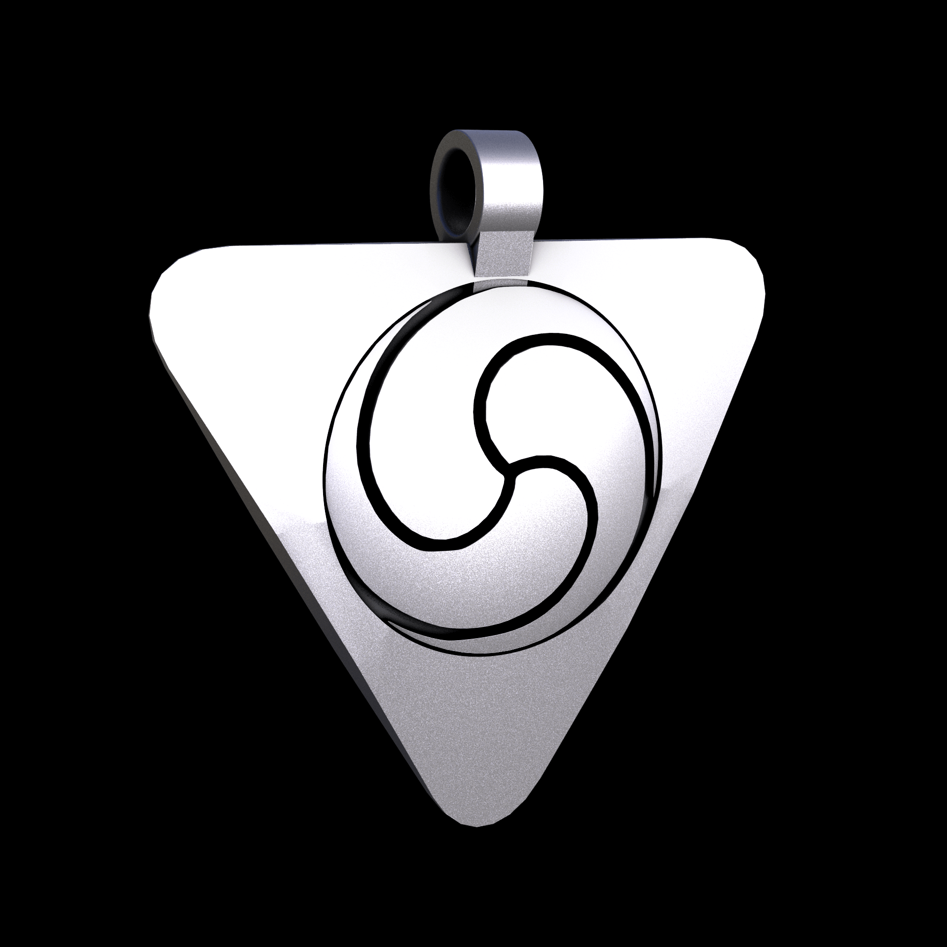 Stainless Steel 316L, manufactured using 3D printing, and media blasted after sintering, for a semi matte, rough surface finish.