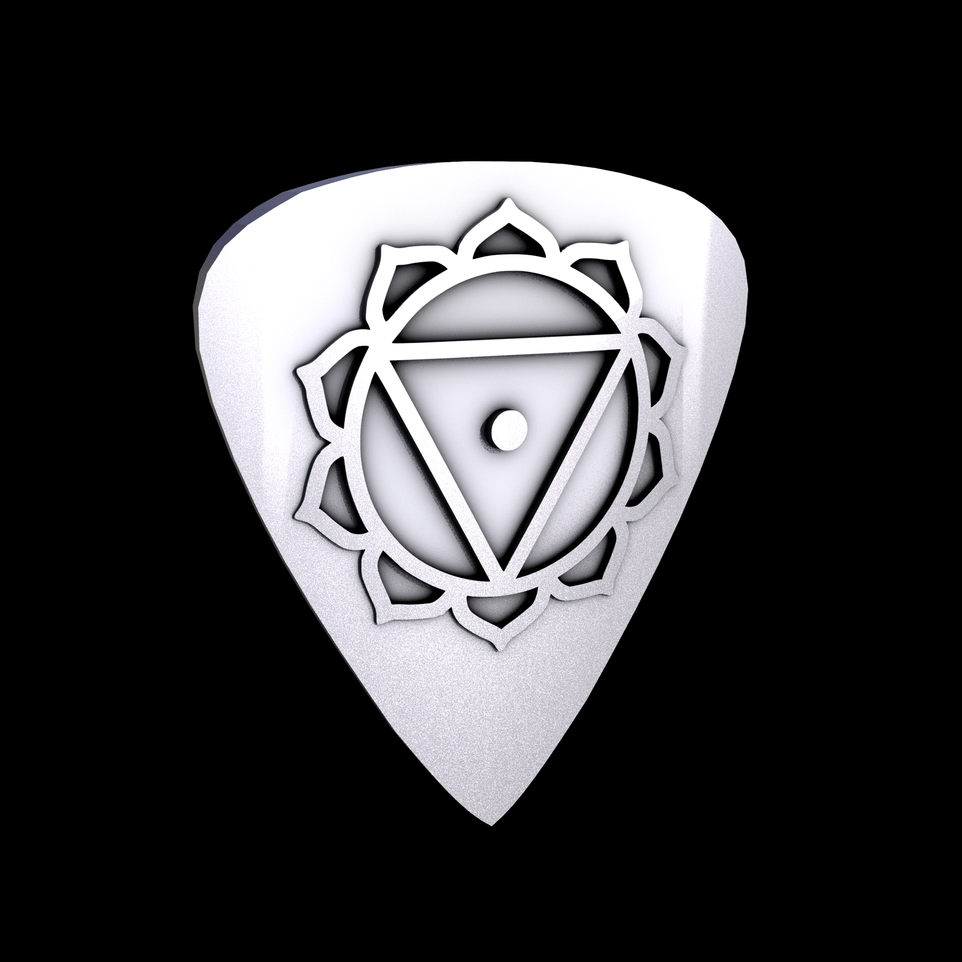 Stainless Steel 316L, manufactured using 3D printing, and media blasted after sintering, for a semi matte, rough surface finish.