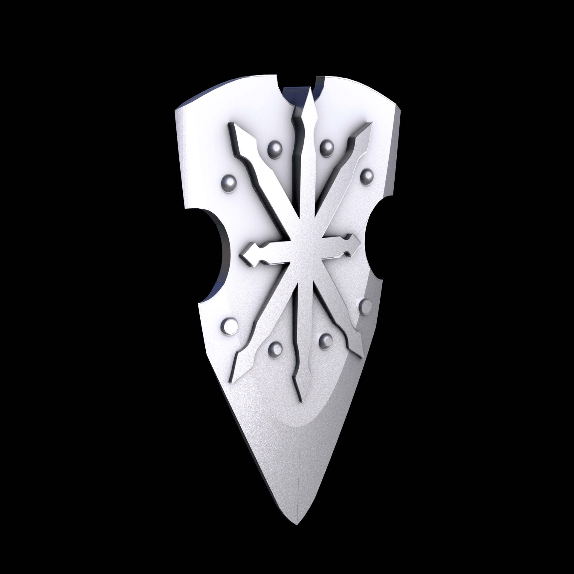 Stainless Steel 316L, manufactured using 3D printing, and media blasted after sintering, for a semi matte, rough surface finish.