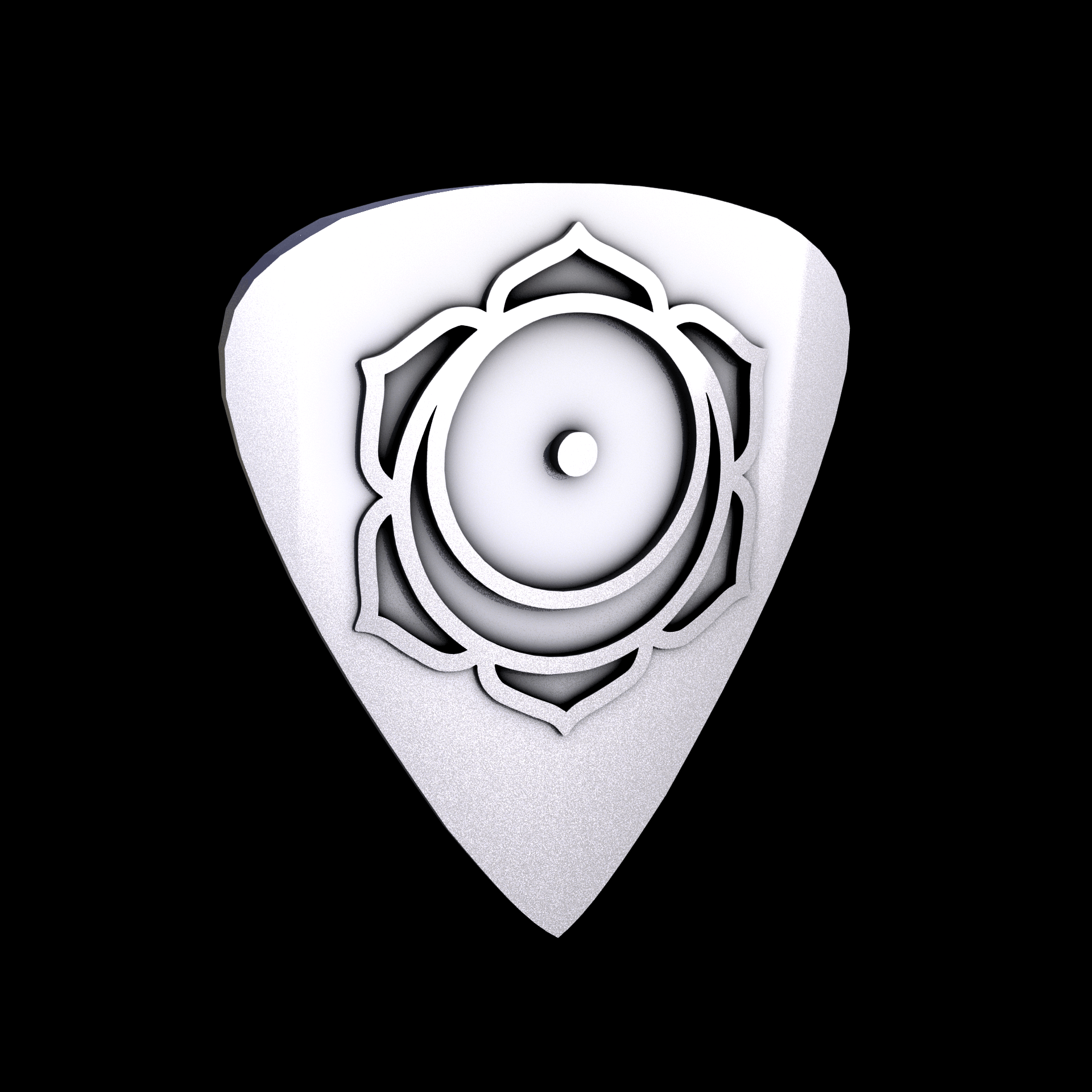 Stainless Steel 316L, manufactured using 3D printing, and media blasted after sintering, for a semi matte, rough surface finish.