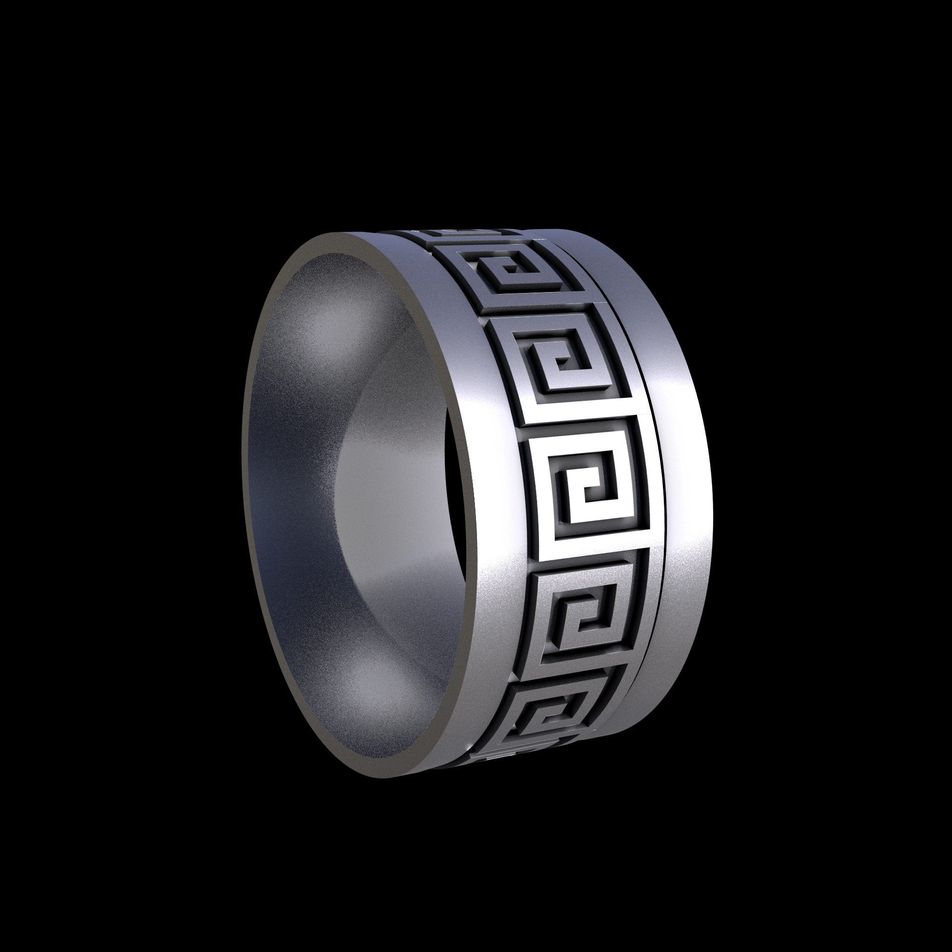 Stainless Steel 316L, manufactured using 3D printing, and media blasted after sintering, for a semi matte, rough surface finish.
