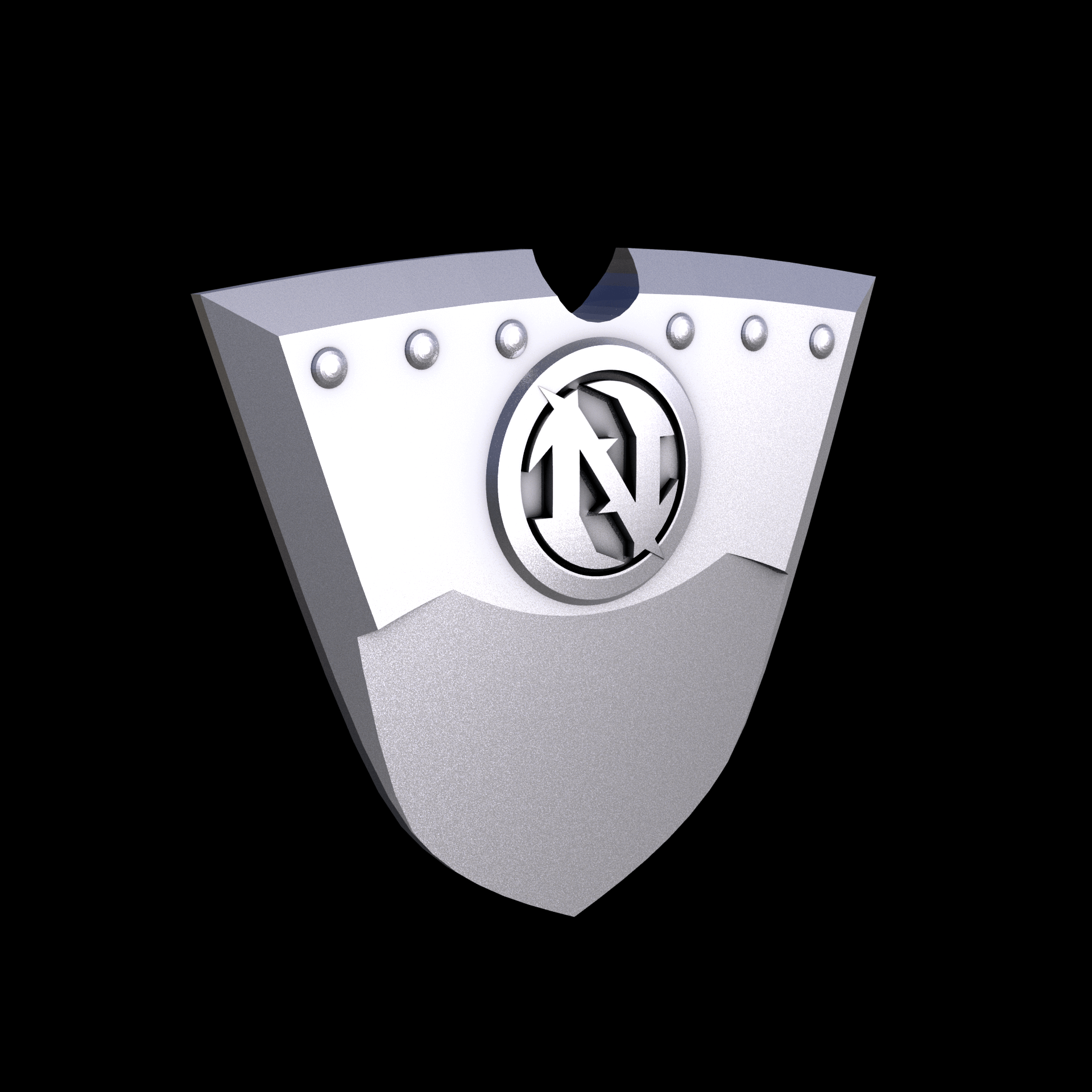 Stainless Steel 316L, manufactured using 3D printing, and media blasted after sintering, for a semi matte, rough surface finish.