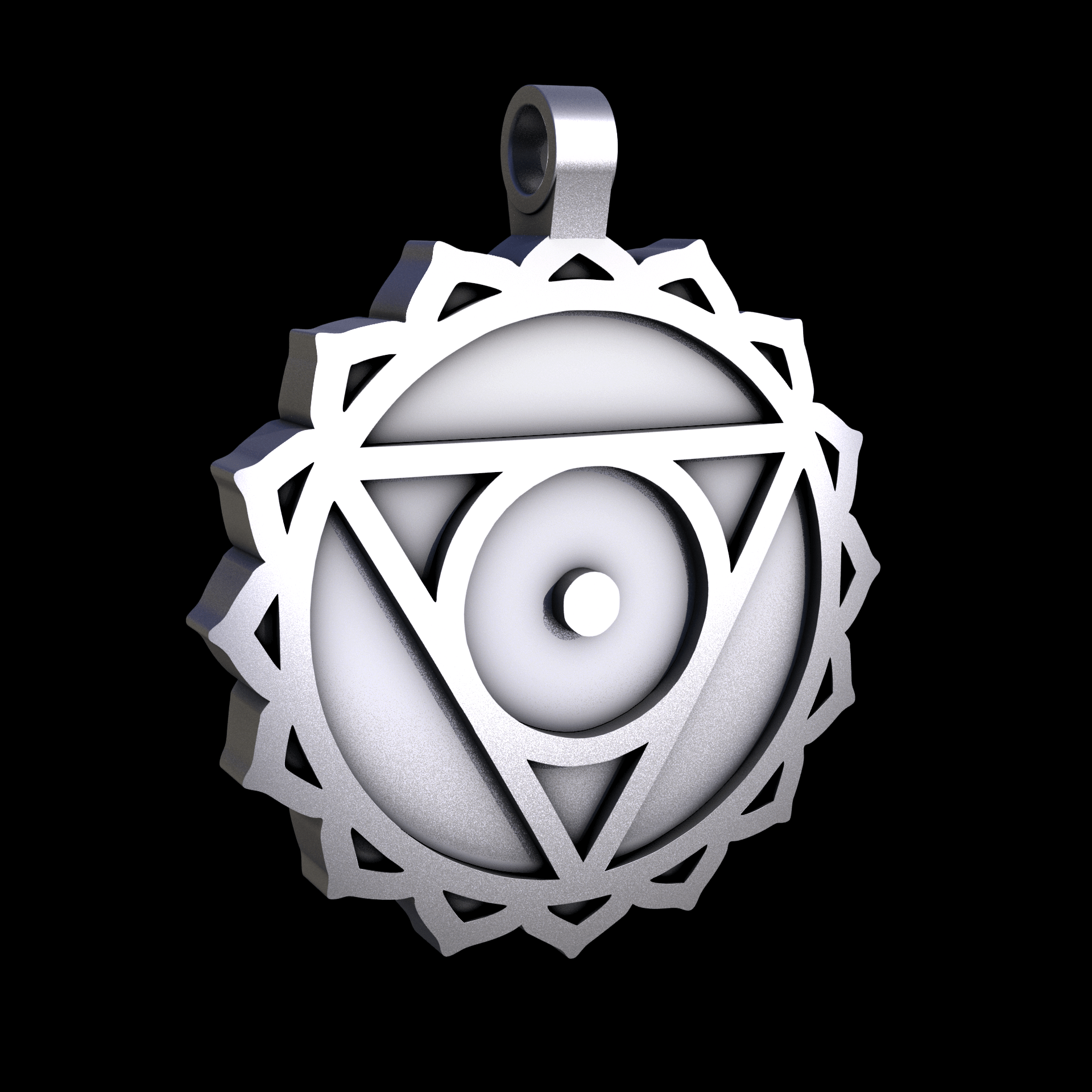 Stainless Steel 316L, manufactured using 3D printing, and media blasted after sintering, for a semi matte, rough surface finish.