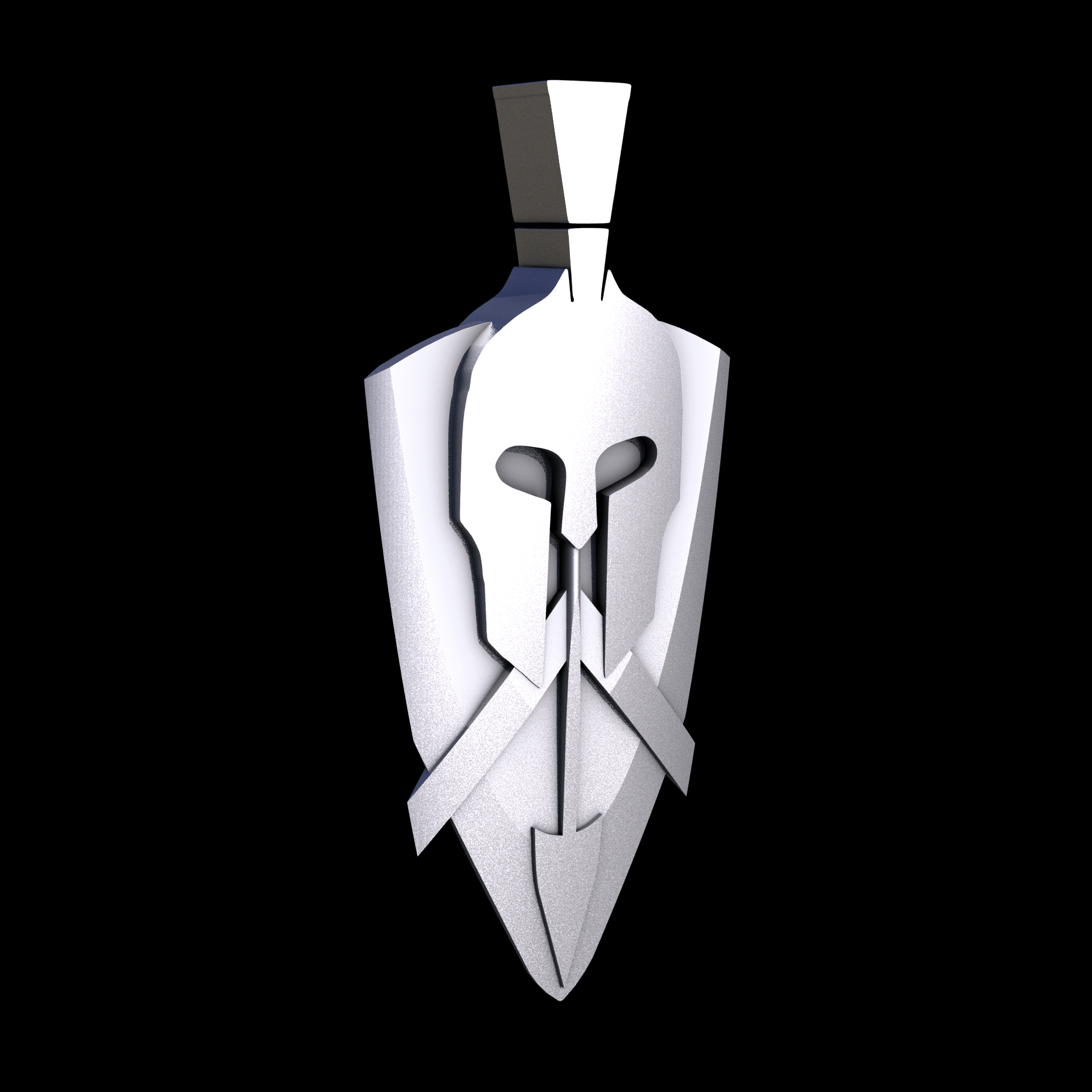 Stainless Steel 316L, manufactured using 3D printing, and media blasted after sintering, for a semi matte, rough surface finish.