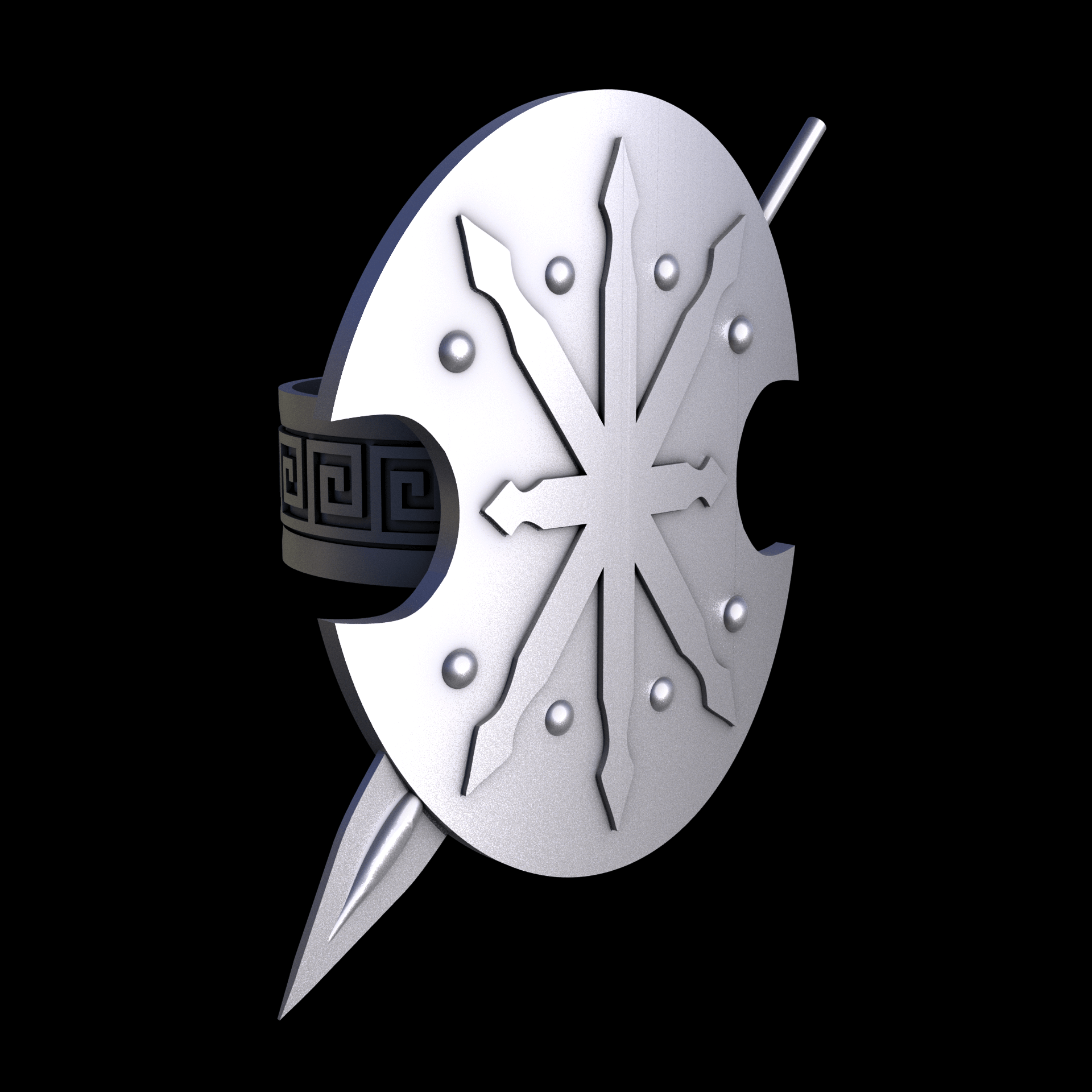 Stainless Steel 316L, manufactured using 3D printing, and media blasted after sintering, for a semi matte, rough surface finish.