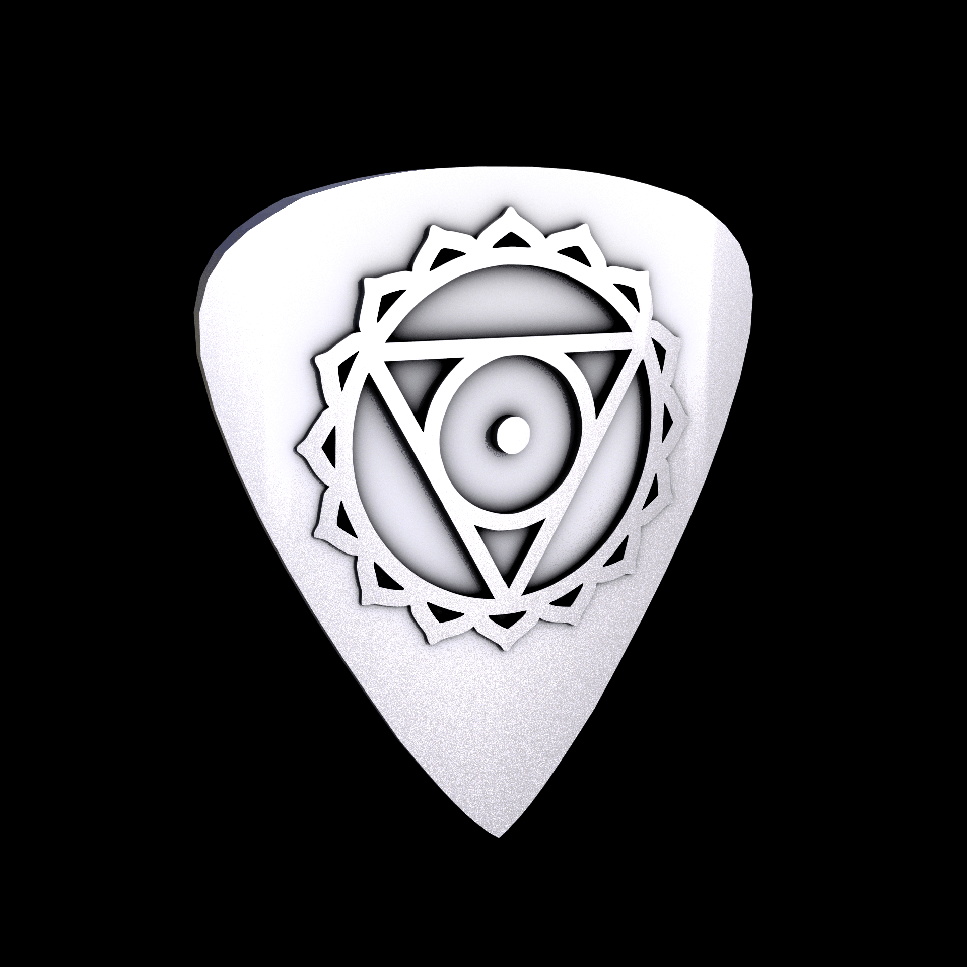 Stainless Steel 316L, manufactured using 3D printing, and media blasted after sintering, for a semi matte, rough surface finish.