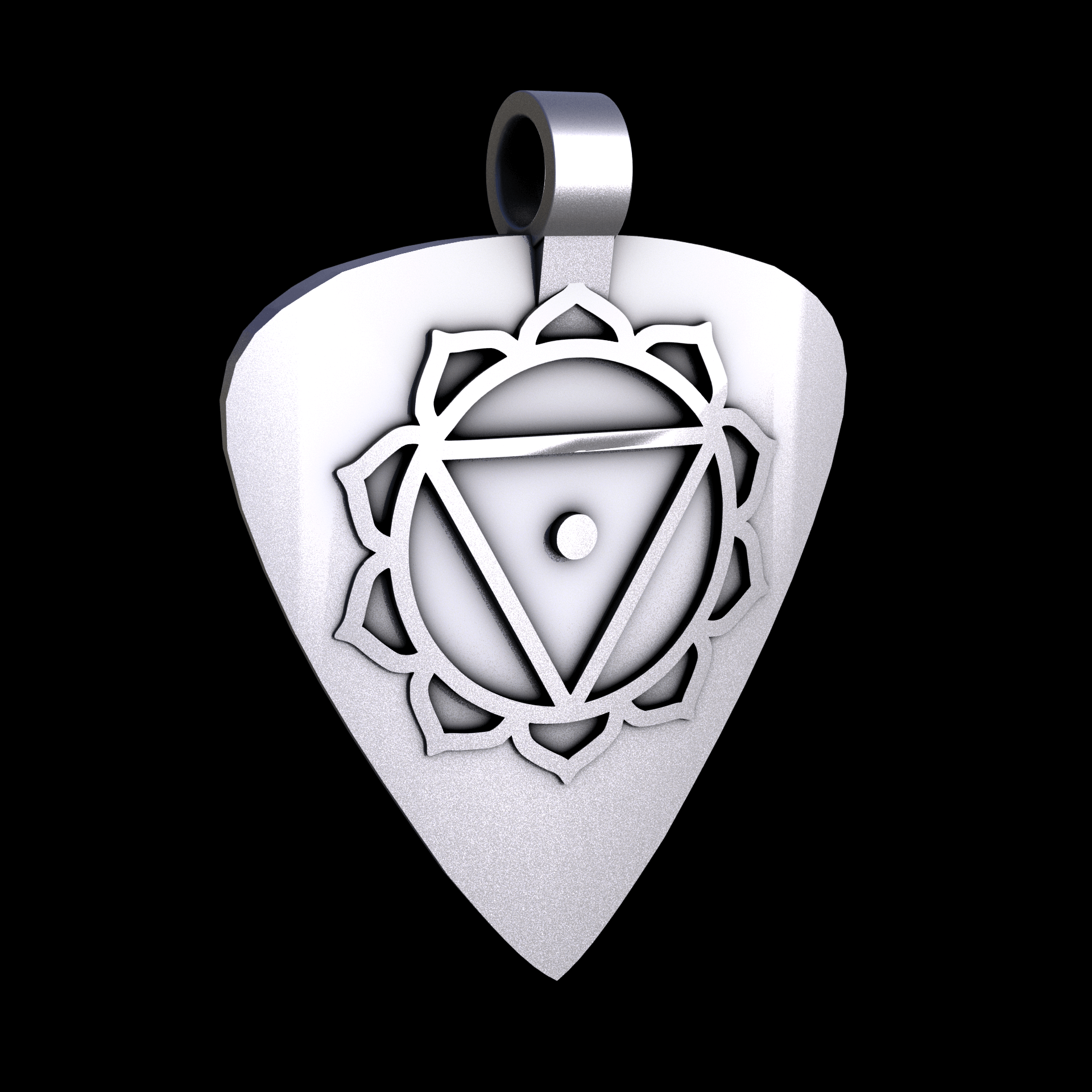 Stainless Steel 316L, manufactured using 3D printing, and media blasted after sintering, for a semi matte, rough surface finish.