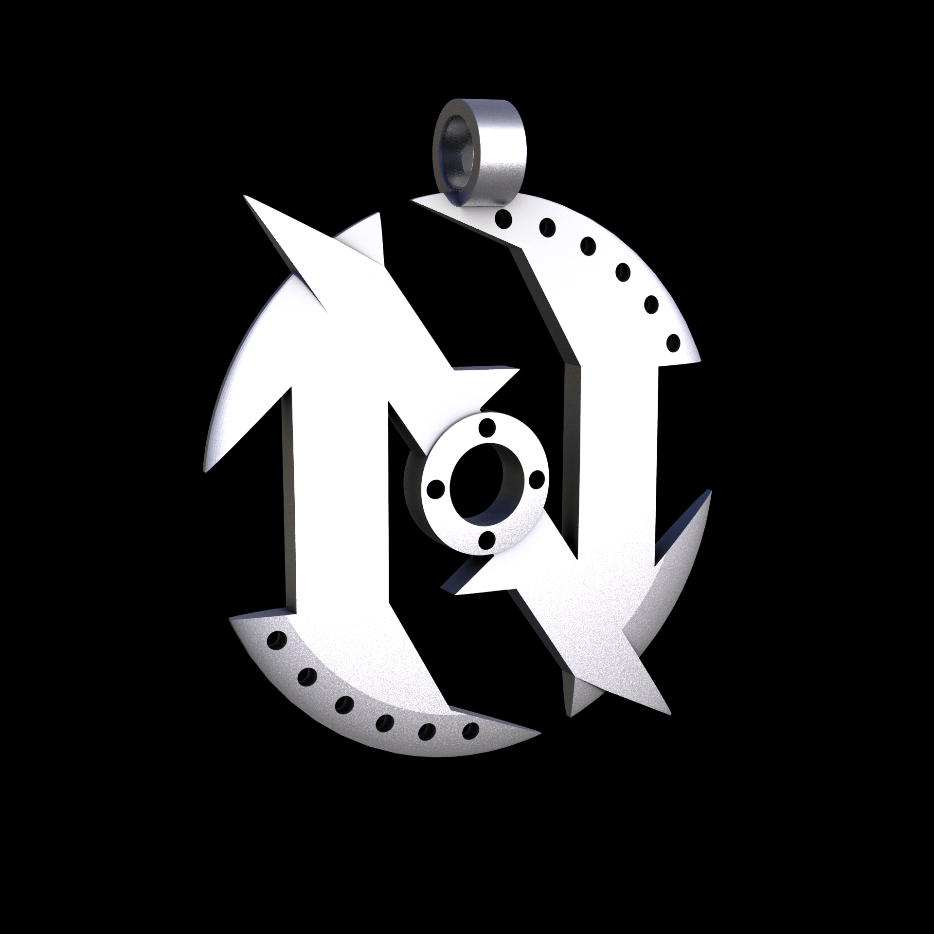 Stainless Steel 316L, manufactured using 3D printing, and media blasted after sintering, for a semi matte, rough surface finish.