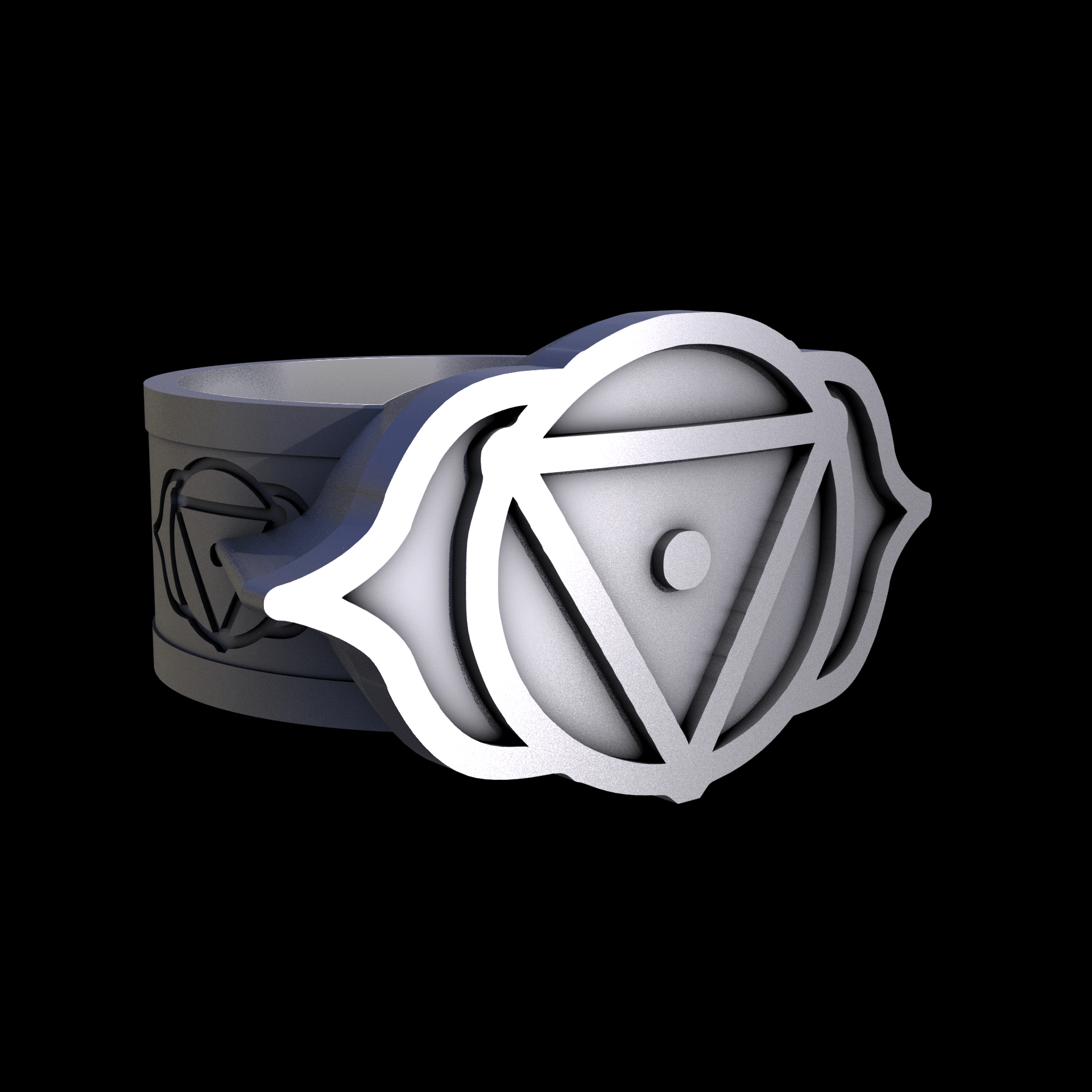 Stainless Steel 316L, manufactured using 3D printing, and media blasted after sintering, for a semi matte, rough surface finish.