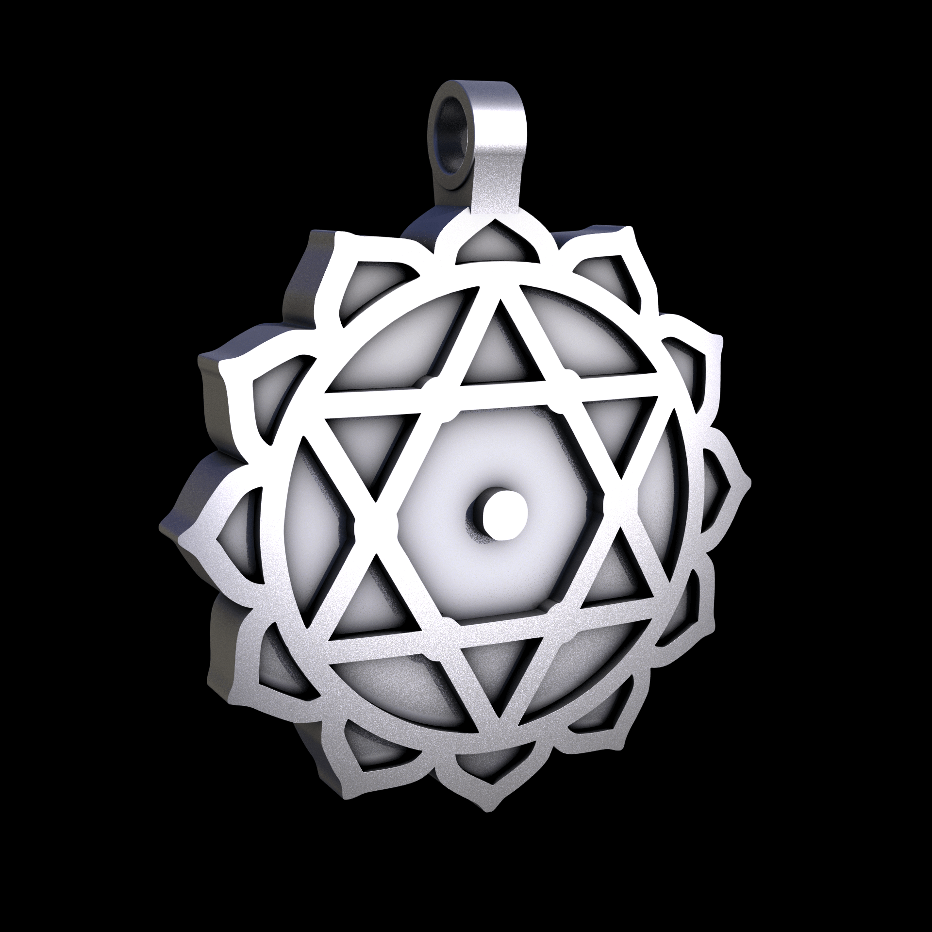 Stainless Steel 316L, manufactured using 3D printing, and media blasted after sintering, for a semi matte, rough surface finish.