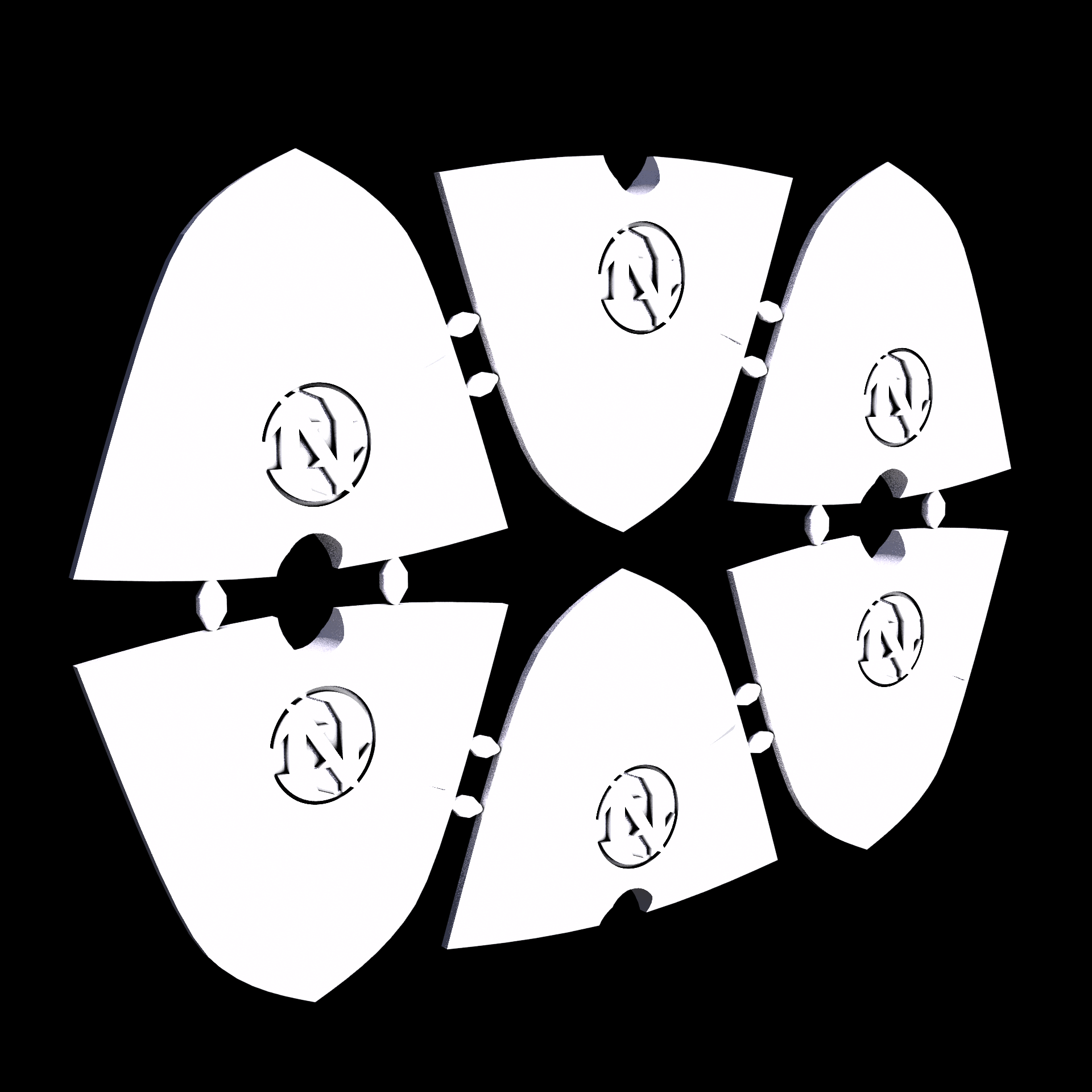 Thermoplastic Polyurethane, manufactured using Selective Laser Sintering (3D printing), that is flexible and rubber like, with a slightly rough, matte surface finish.
